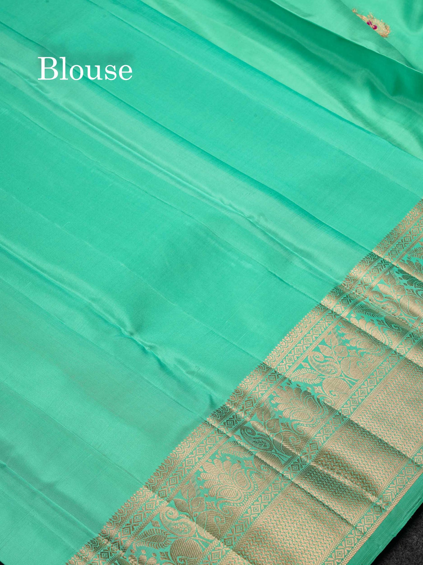 Beautiful Sapphire Green Menakari Work Pure Kanjivaram Silk Saree With Traditional Evening Morning Border