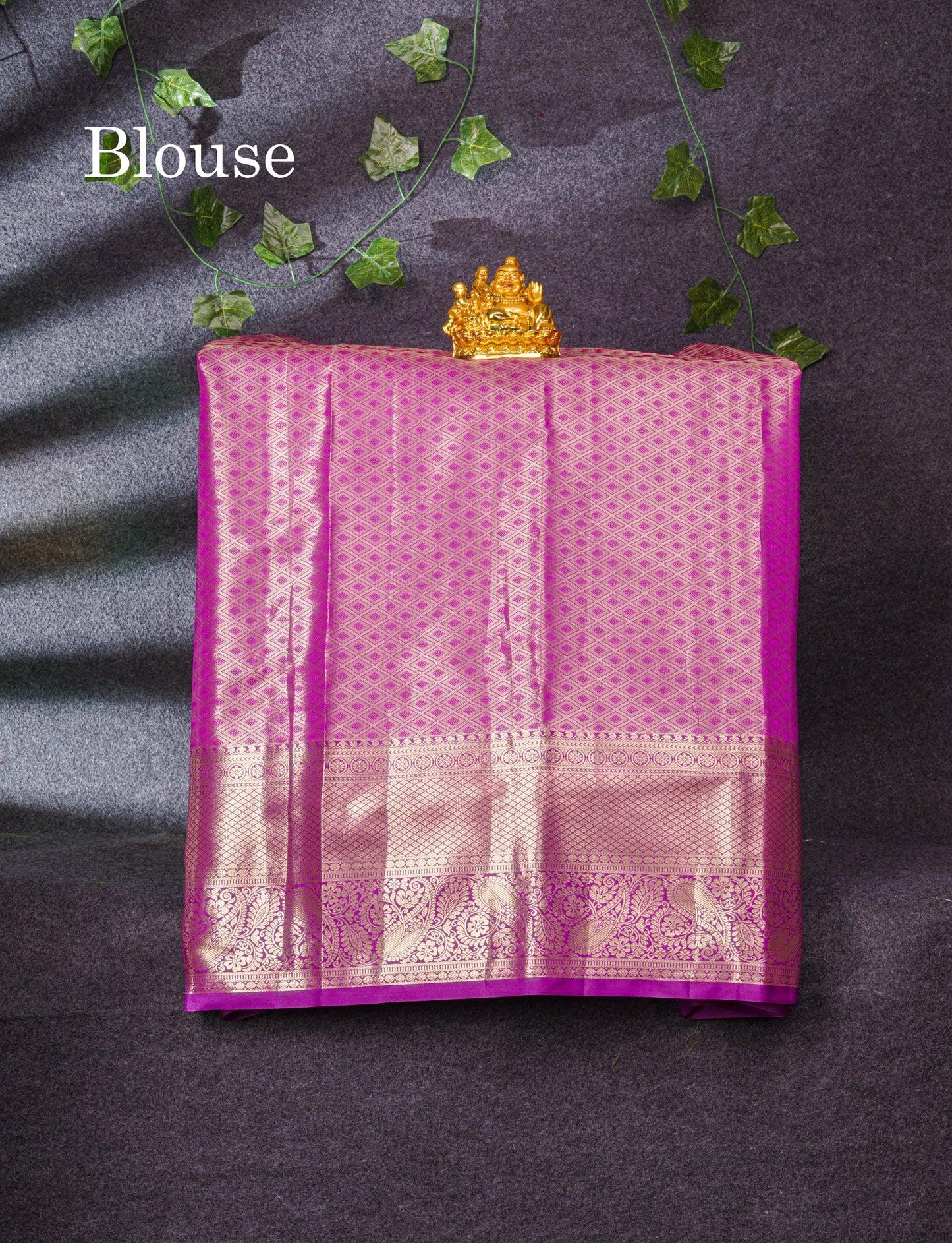 Semi Silk Pattu Pavadai Tissue (Light Green) With Magenta Pink Blouse 37"