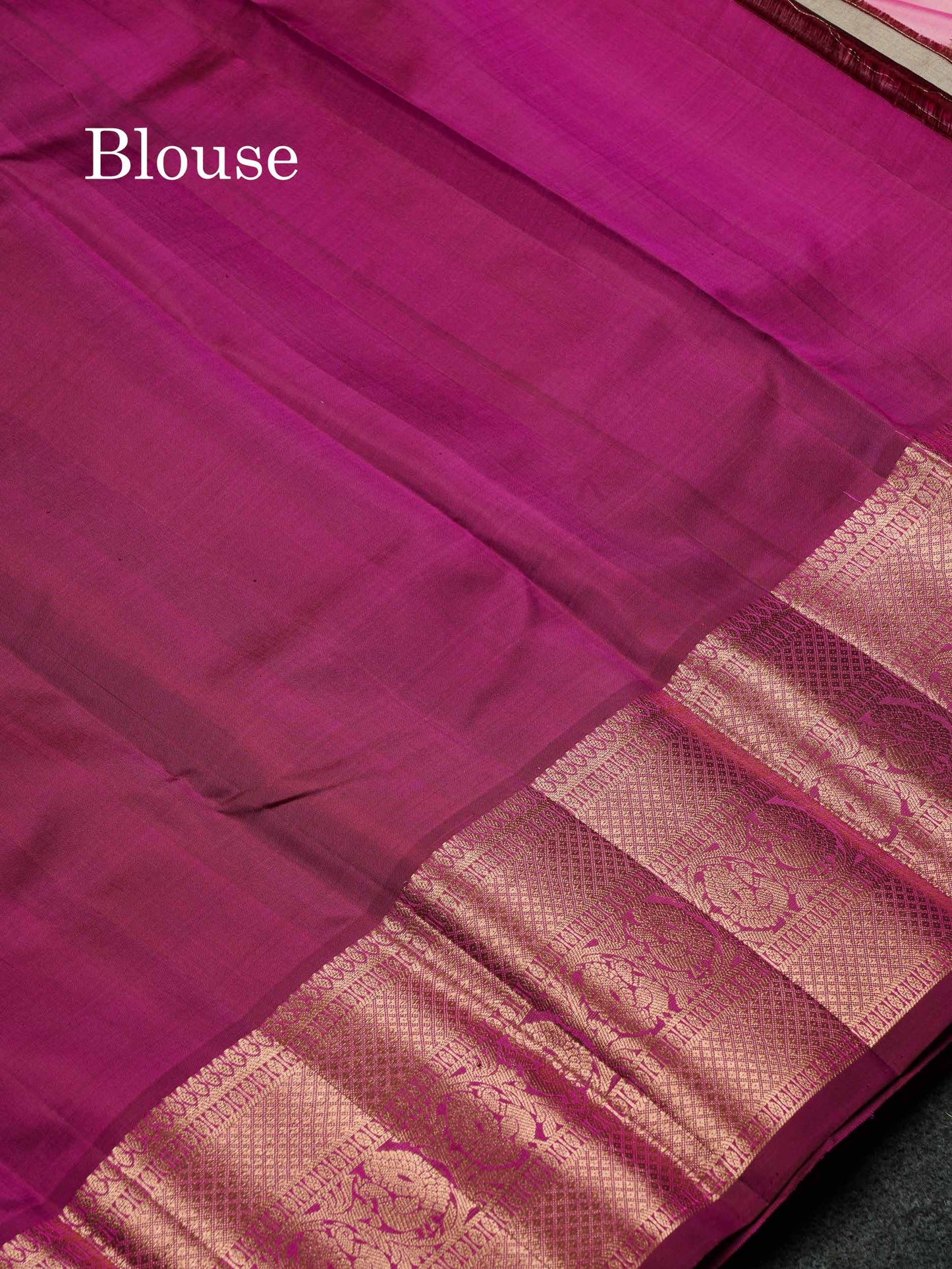 Beautiful Light Pink Menakari Work Pure Kanjivaram Silk Saree With Contrast Magenta Traditional Evening Morning Border