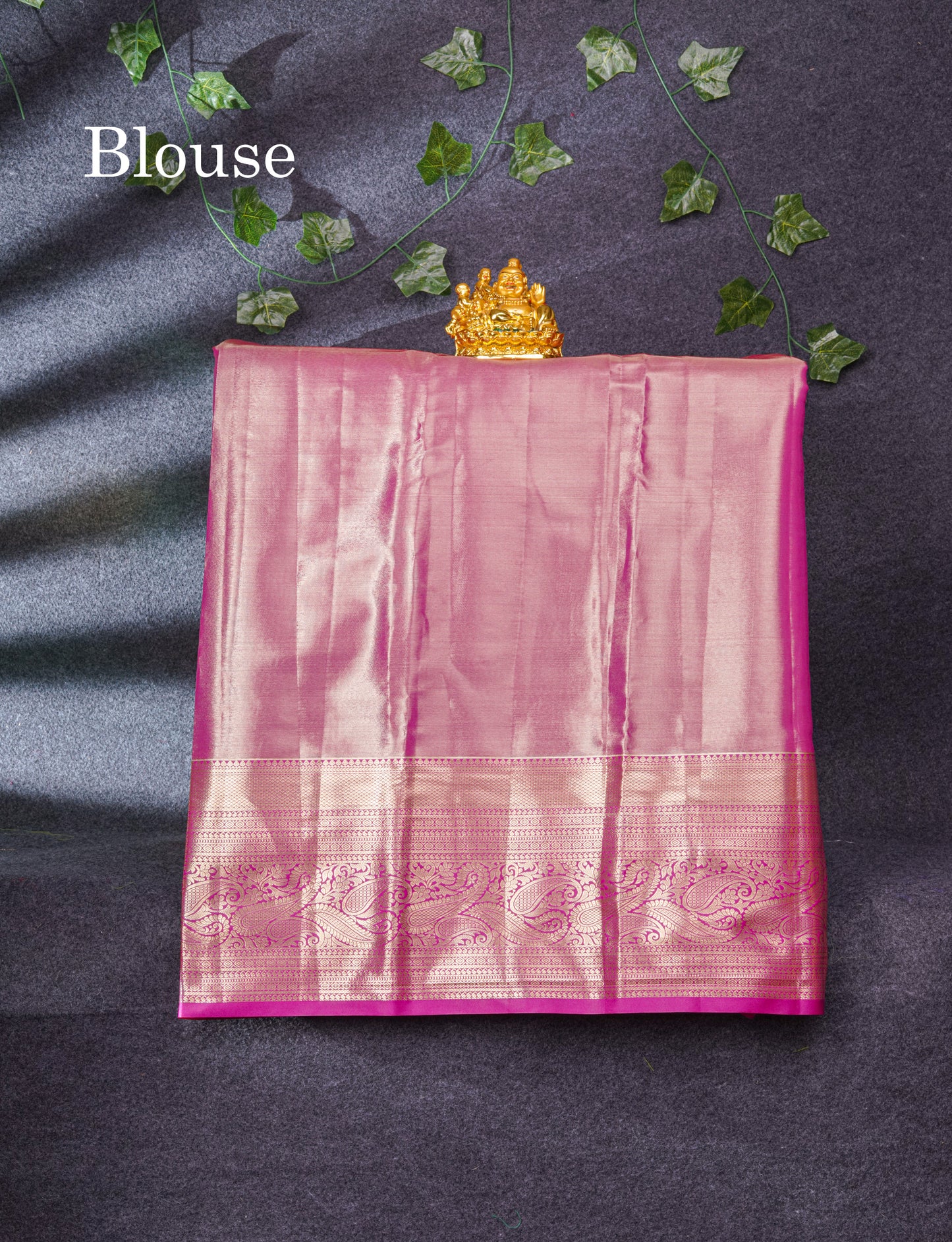 Semi Silk Pattu Pavadai Tissue (Lavender) With Magenta Pink Blouse 37"