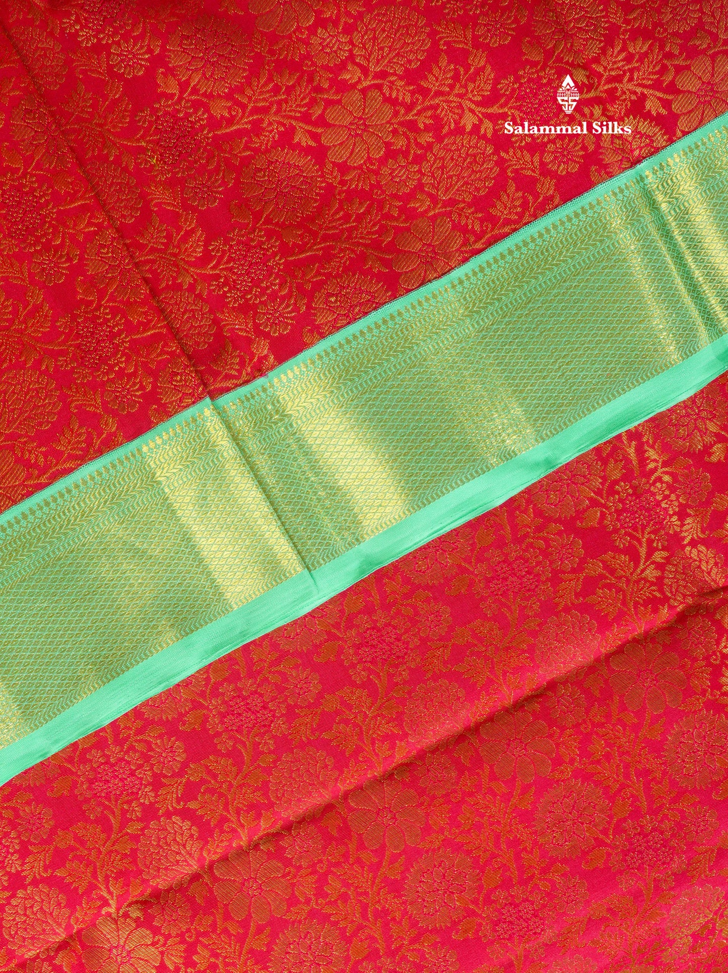Beautiful Dual Tone Reddish Pink Pure Kanjivaram Silk Saree (2G) Zari With Contrast Rexona Green Border