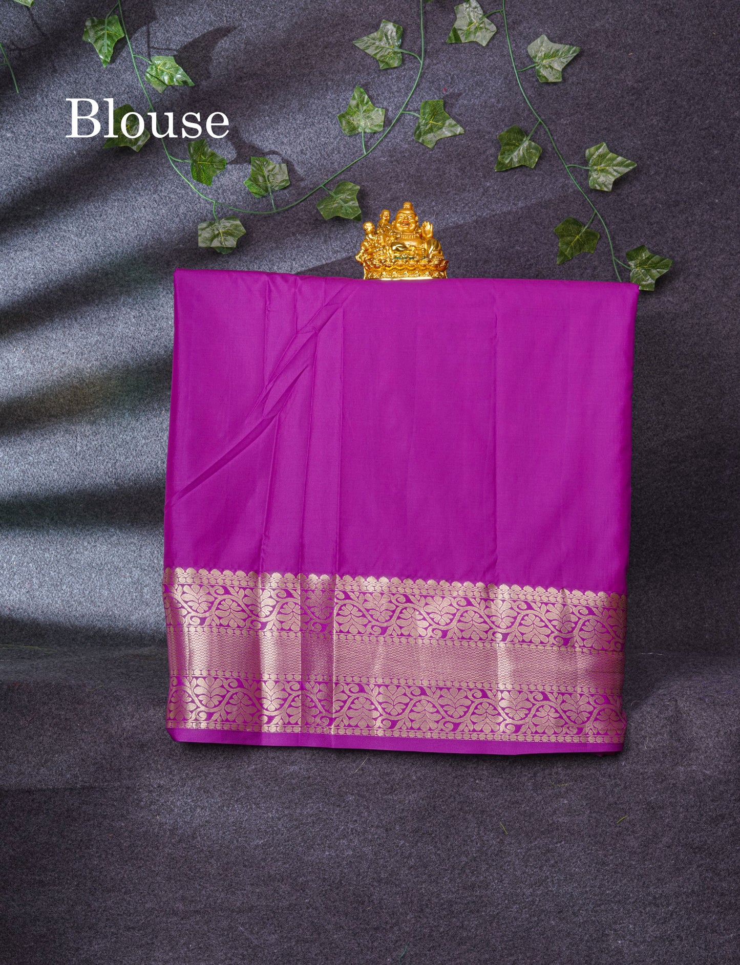Semi Silk Pattu Pavadai (Saffire Green) With Purple Blouse 37"
