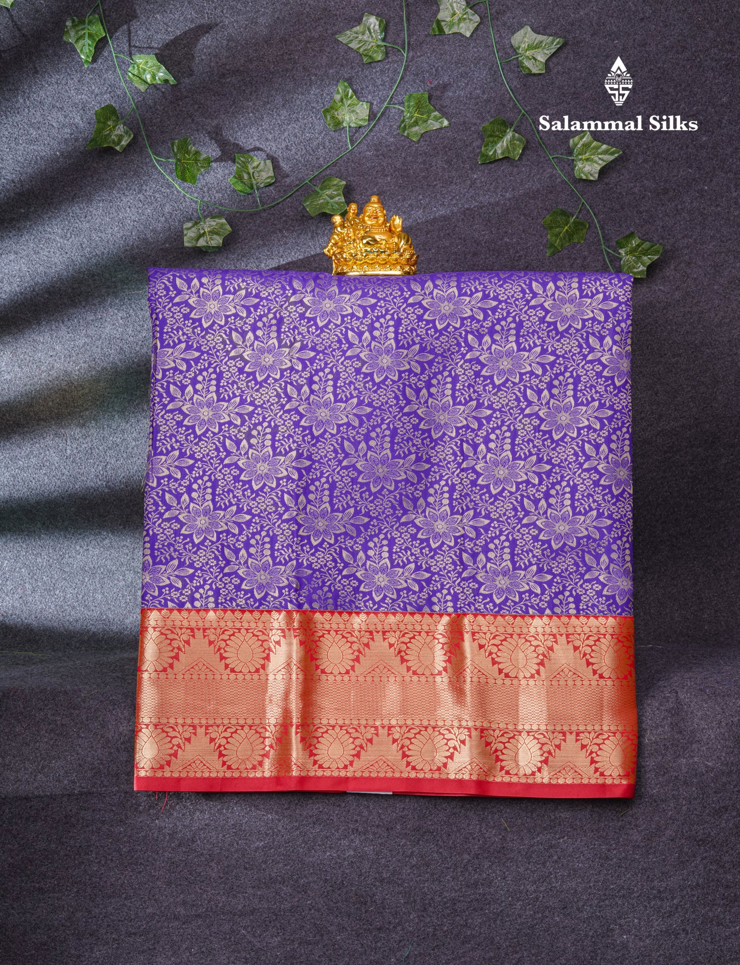 Semi Silk Pattu Pavadai (Violet) With Chilly Red Blouse 37.5"