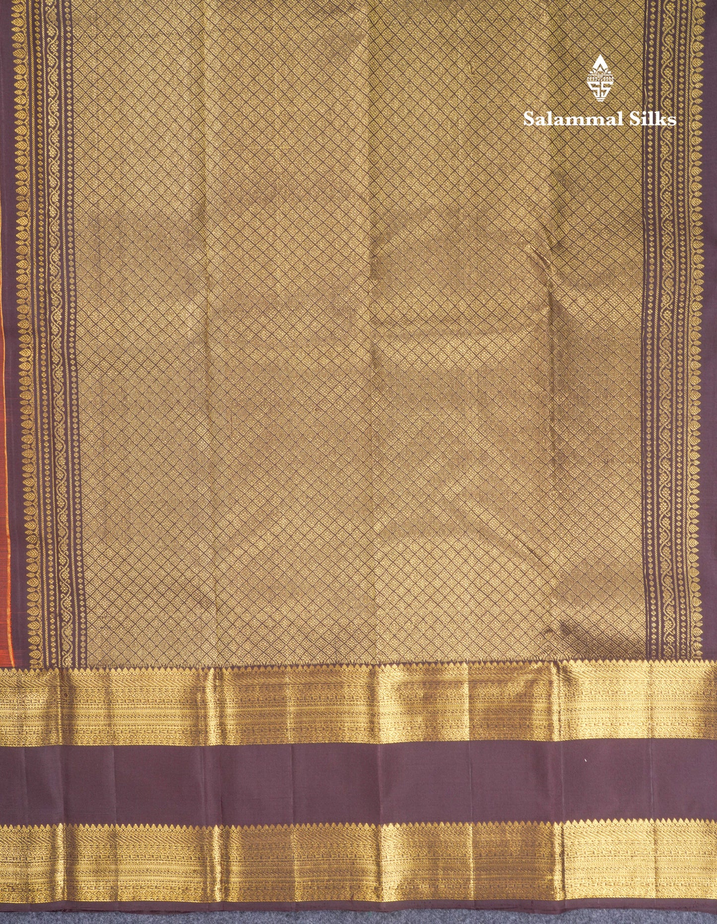Rust Orange Beautiful Pure Kanjivaram Silk Saree With Dark Brown Double Border