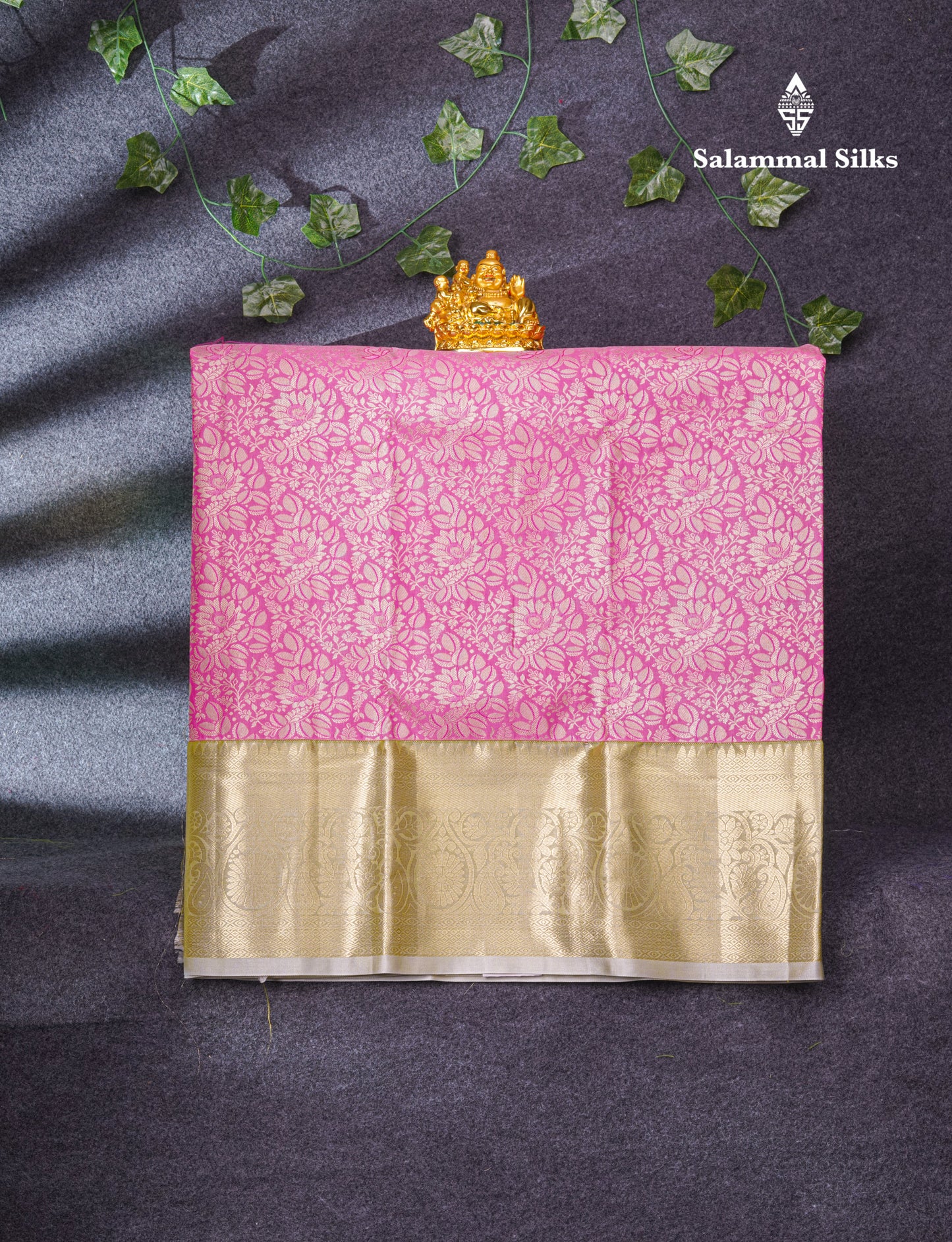 Semi Silk Pattu Pavadai (Pink) With Sandal Blouse 35.5"