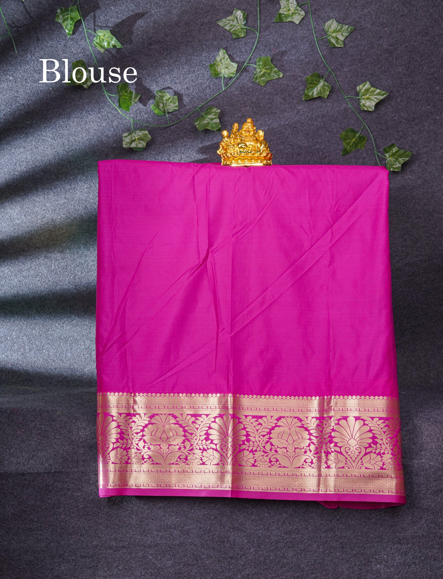 Semi Silk Pattu Pavadai (Blue) With Magenta Pink Blouse 37"