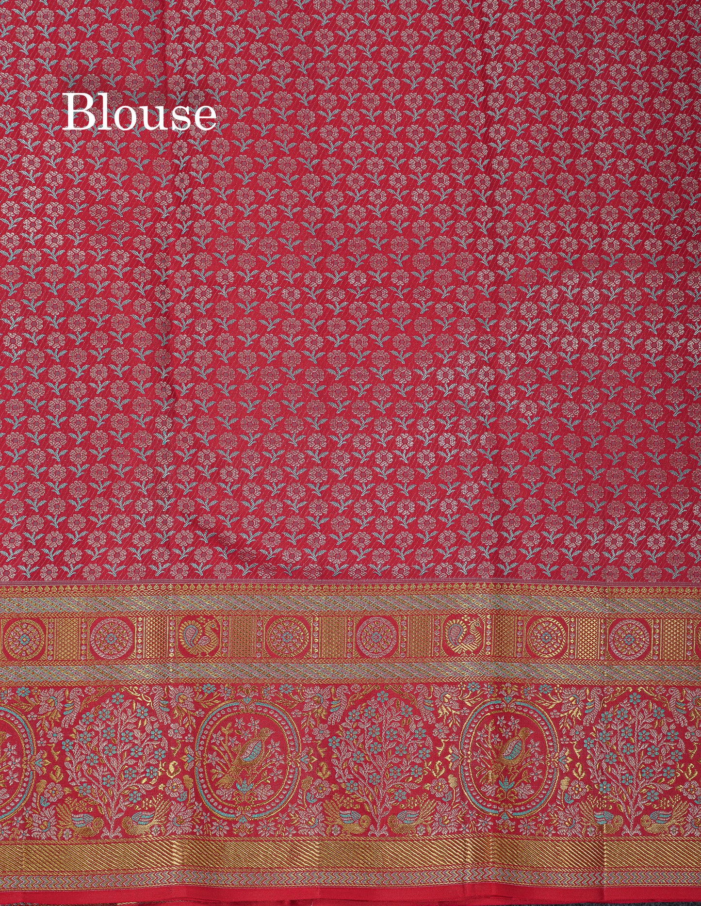 Beautiful Sapphire Blue Bridal Pure Kanjivaram Silk Saree With Contrast Chilly Red Menakari Work Fancy Border