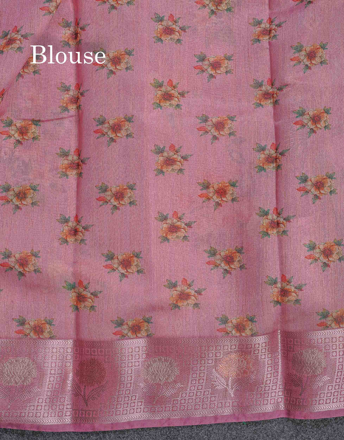 Cotton Mix Saree - Light Rose Colour Body Floral Desing With Fancy Border