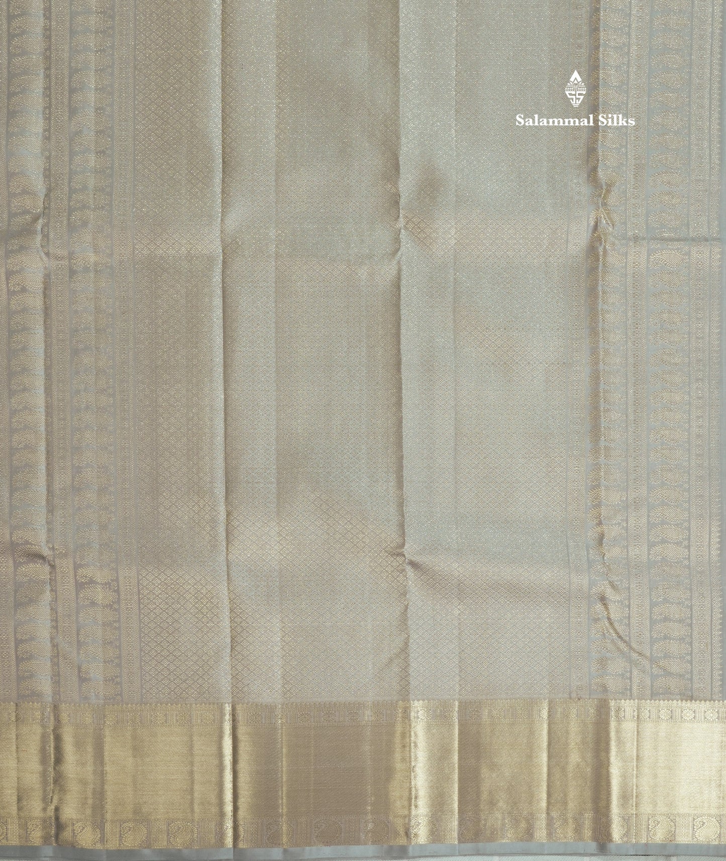 Beautiful Grey Pure Kanjivaram Silk Saree With Self Border