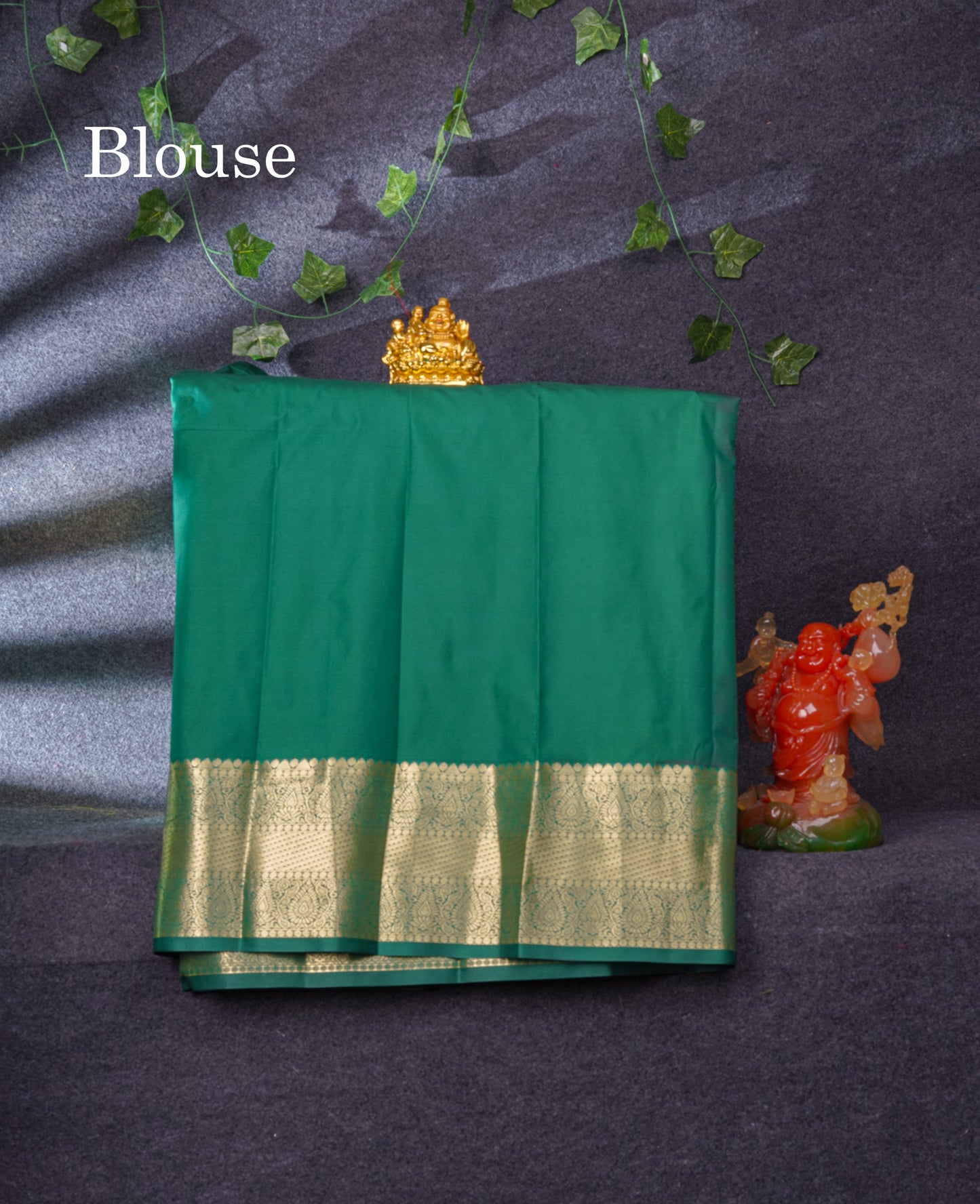 Semi Silk Pattu Pavadai (Reddish Pink) With Bottle Green Blouse 37"