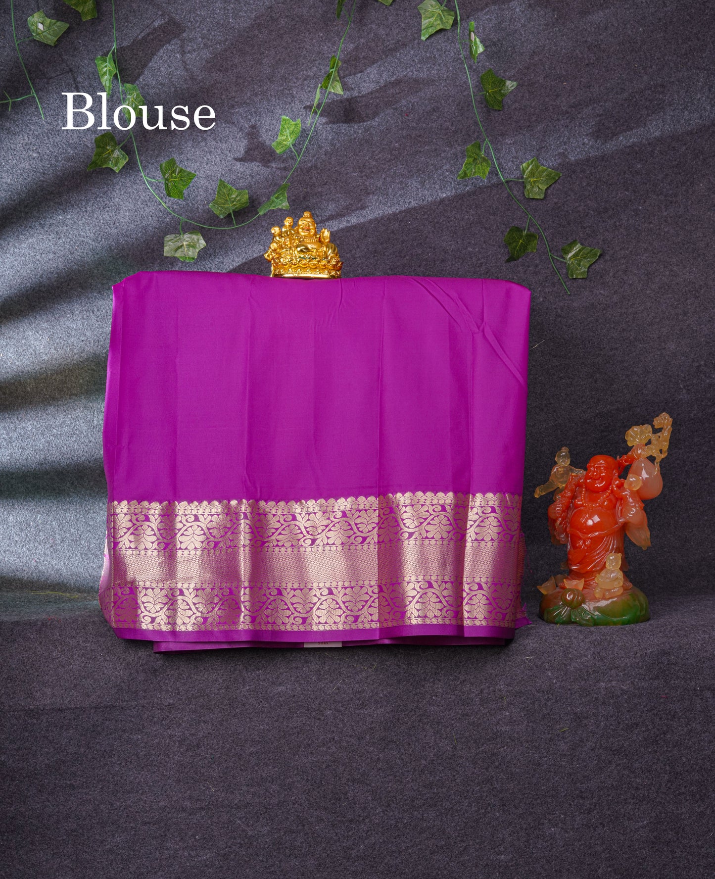 Semi Silk Pattu Pavadai (Green) With Purple Blouse 37"