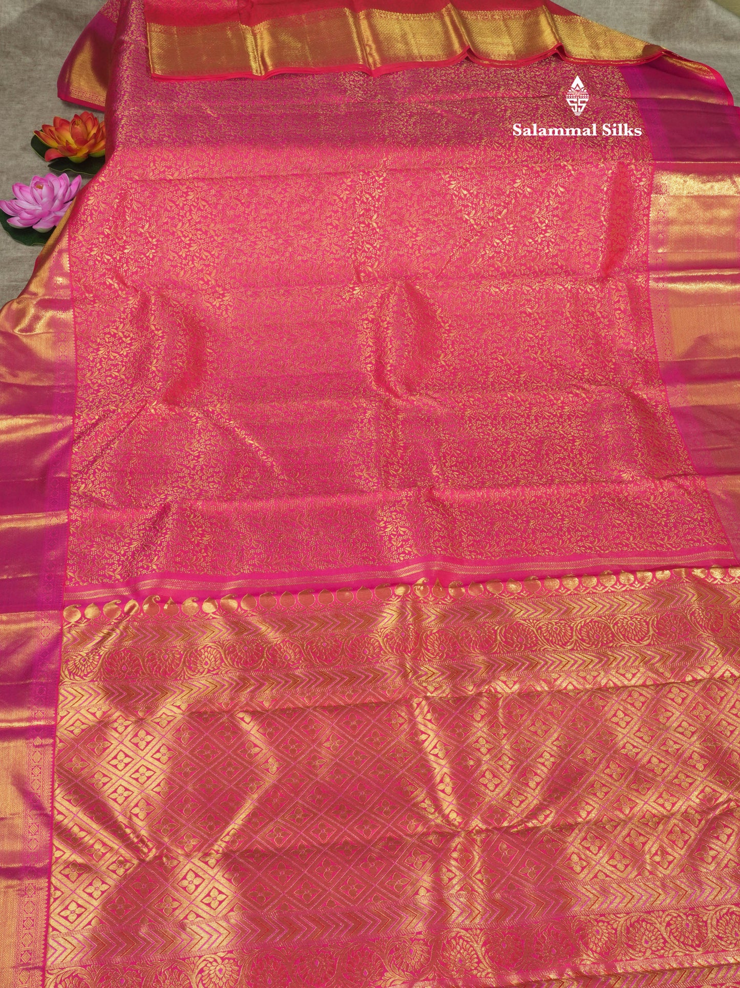 Beautiful Dual Tone Pinkish Red Pure Kanjivaram Silk Saree (2G) Zari With Self Border