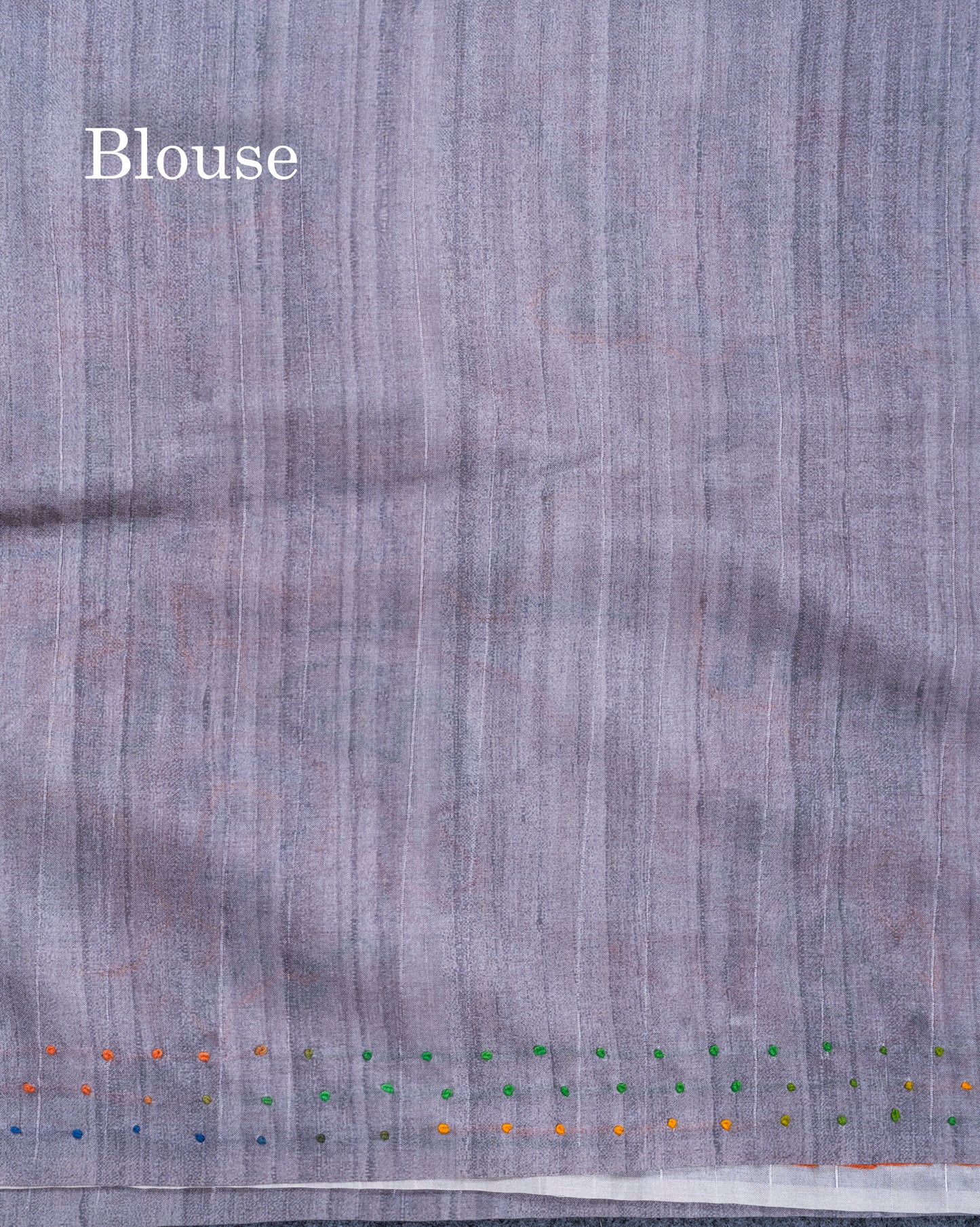 Light Grey Tussar Fancy Saree With Contrast Grey Blouse