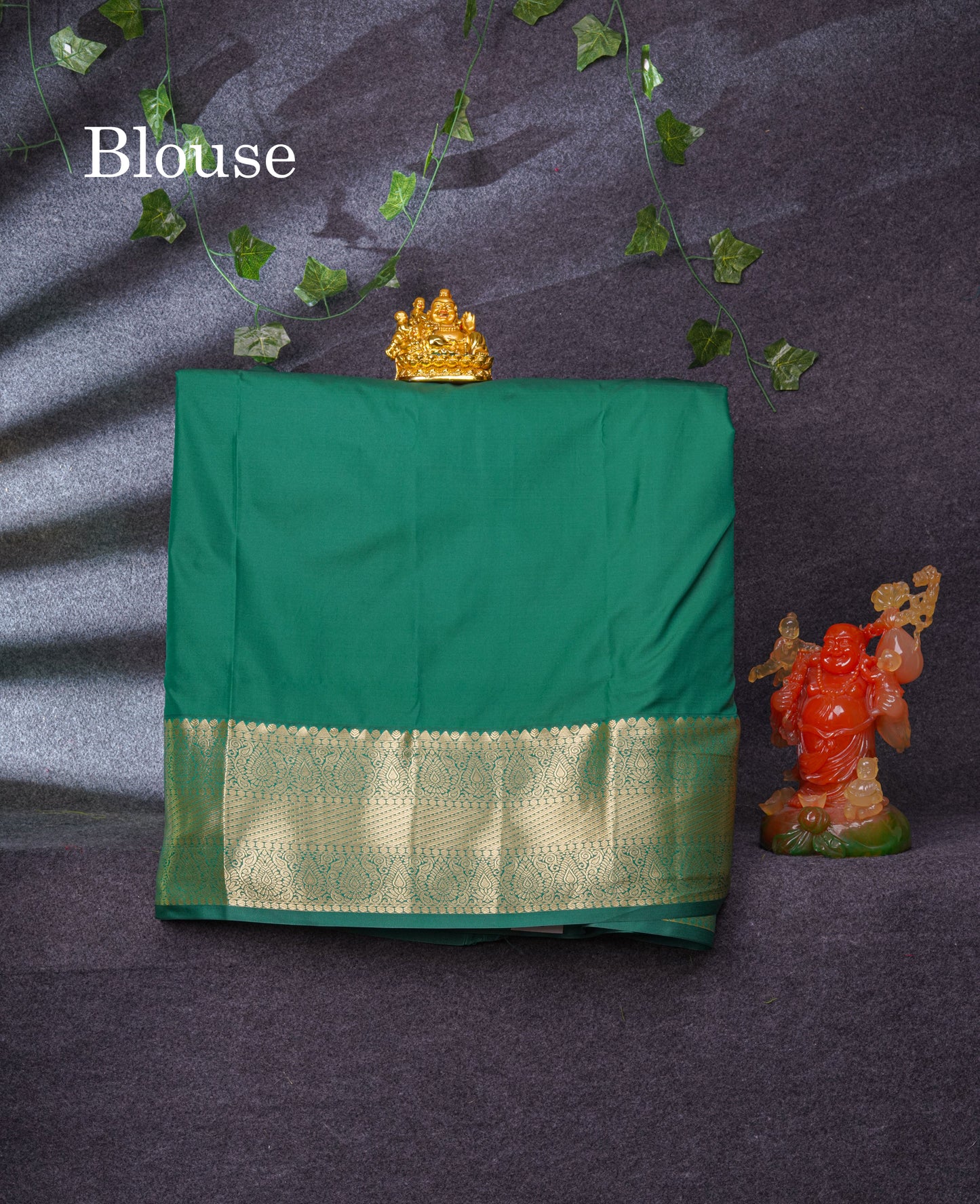 Semi Silk Pattu Pavadai (Rani Pink) With Bottle Green Blouse 37"