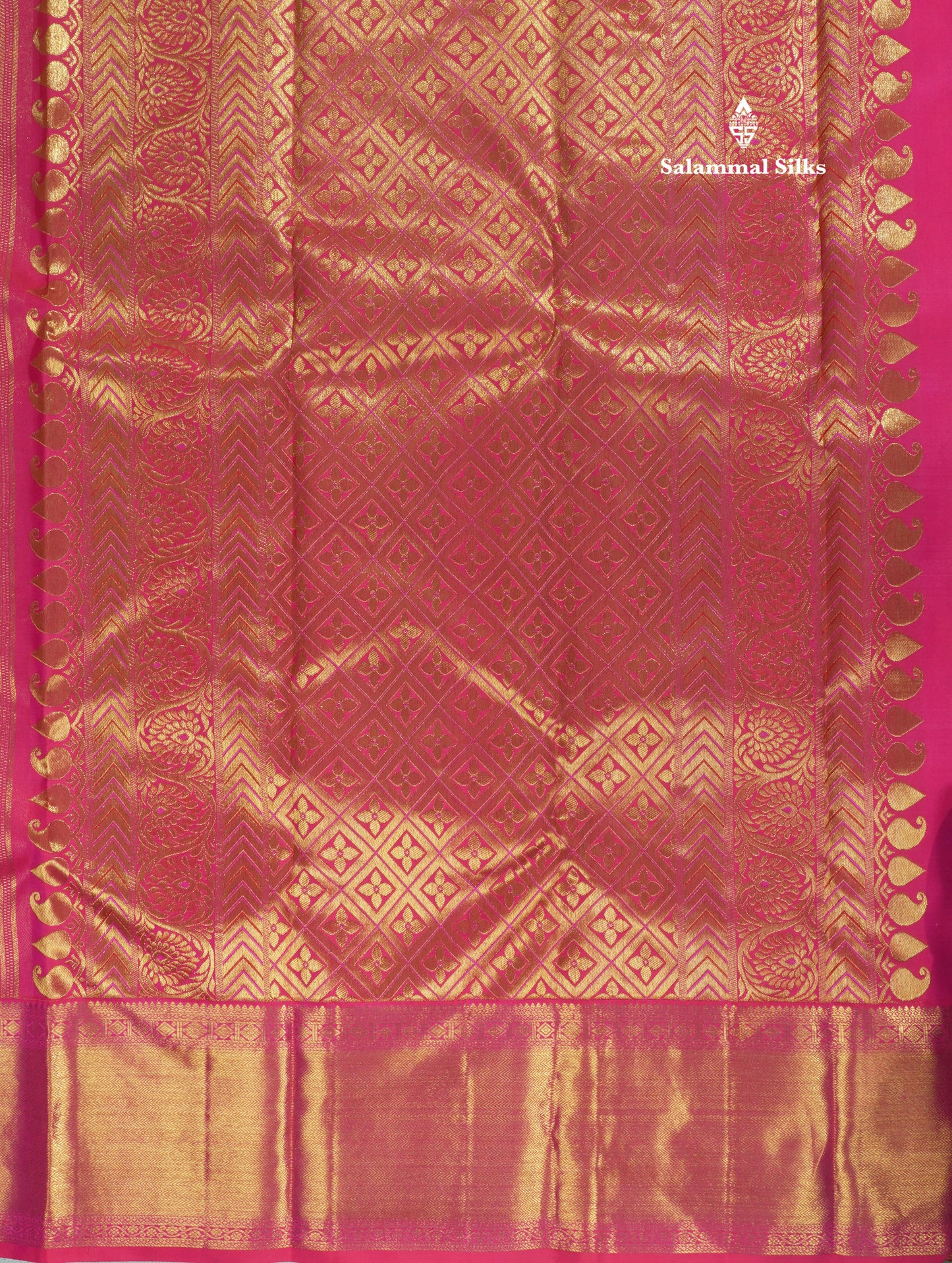 Beautiful Dual Tone Pinkish Red Pure Kanjivaram Silk Saree (2G) Zari With Self Border