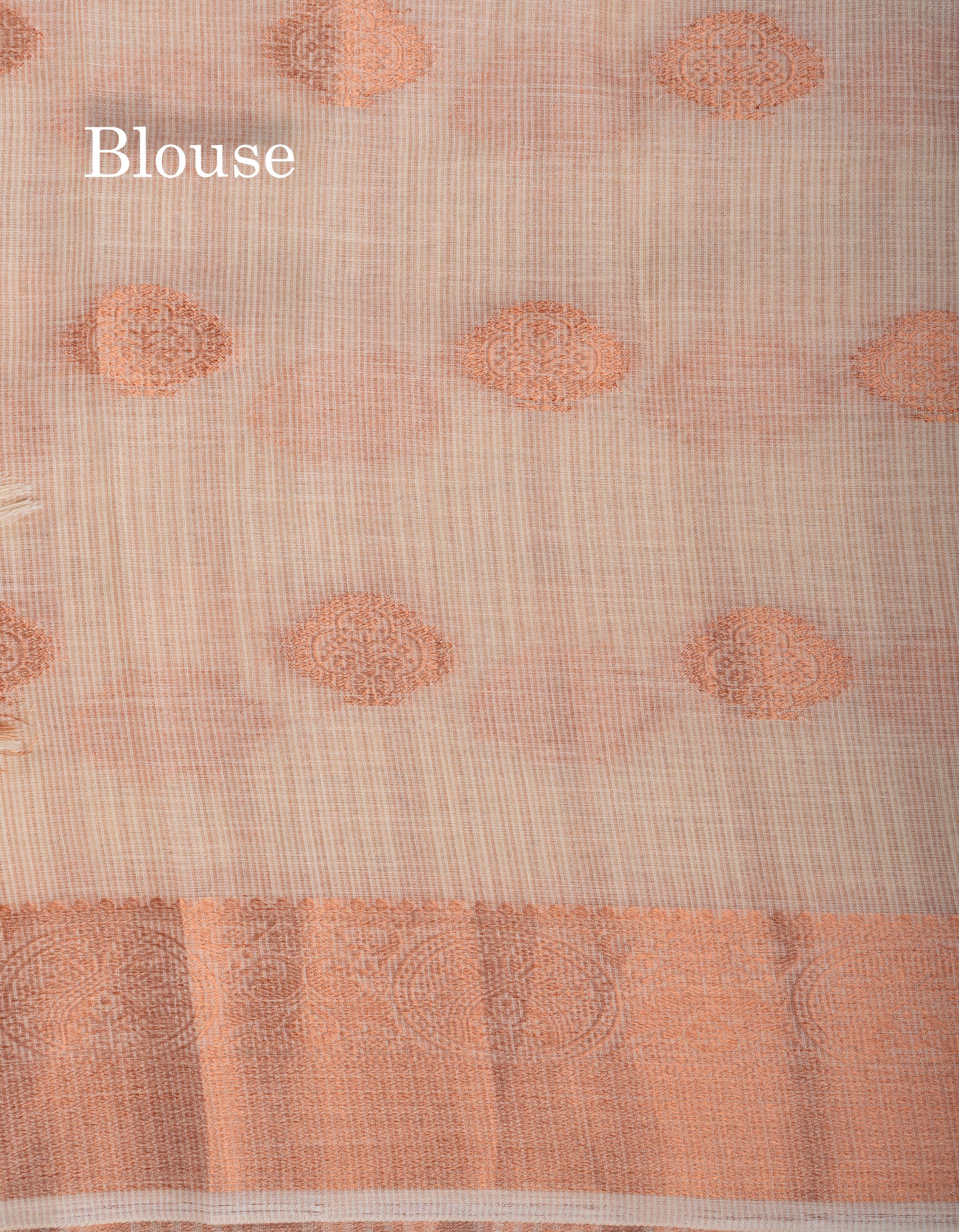 Half White Linen Cotton Mix Fancy Saree With Contrast Sandal Blouse