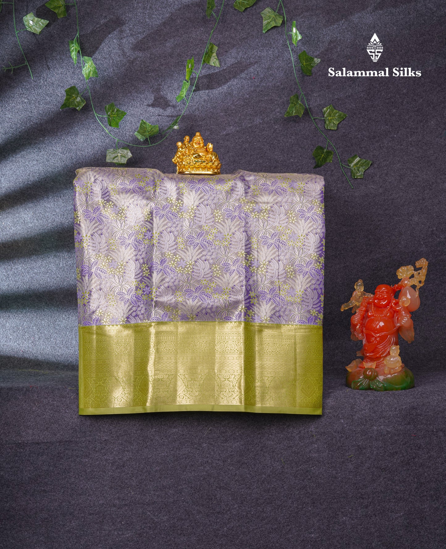 Semi Silk Pattu Pavadai Tissue (Lavender) With Magenta Pink Blouse 37"