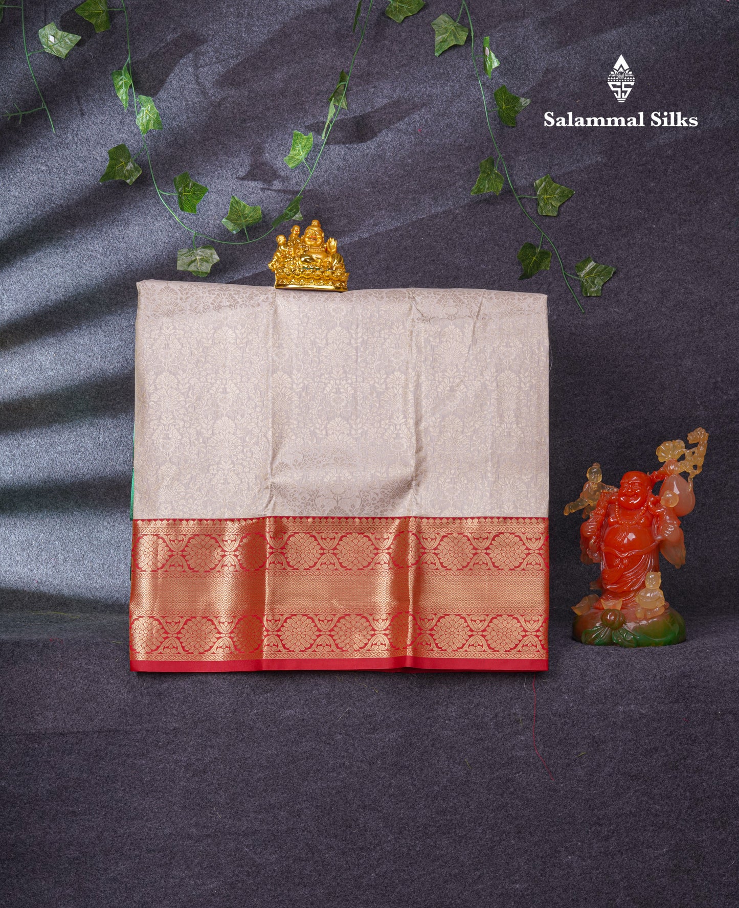 Semi Silk Pattu Pavadai (Half White) With Chilly Red Blouse 37"