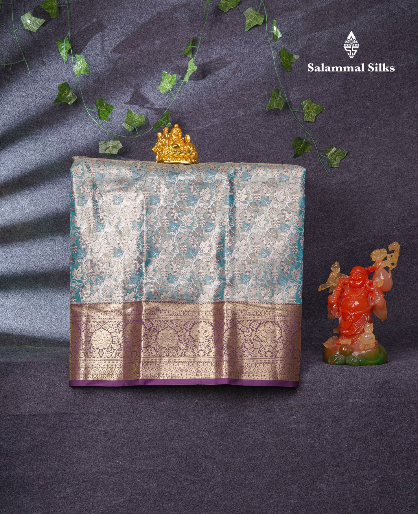 Semi Silk Pattu Pavadai Tissue (Golden Yellow) With Magenta Pink Blouse 35.5"