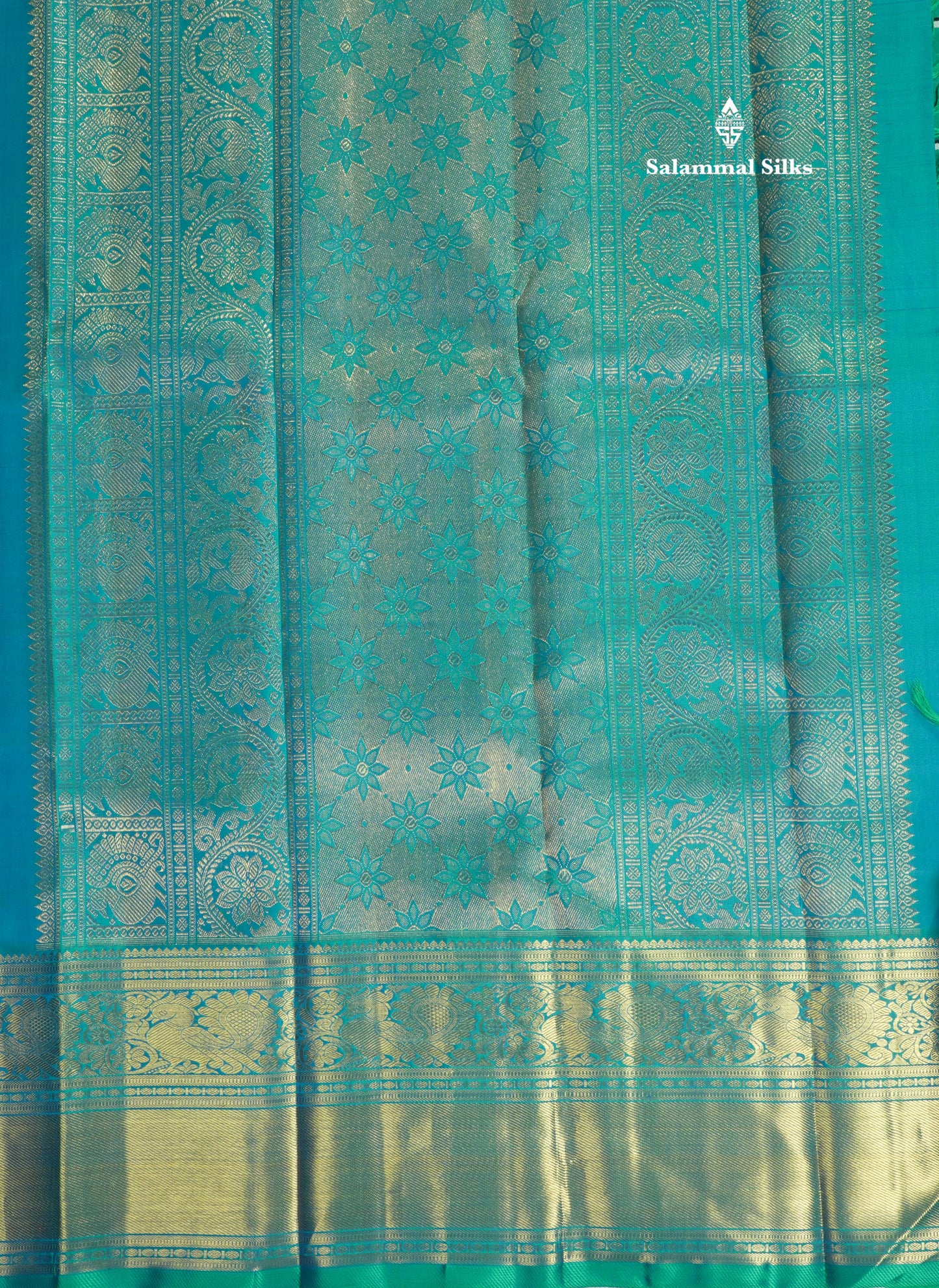 Peacock Green Pure Kanjivaram Silk Saree (2G) Zari With Traditional Self Border