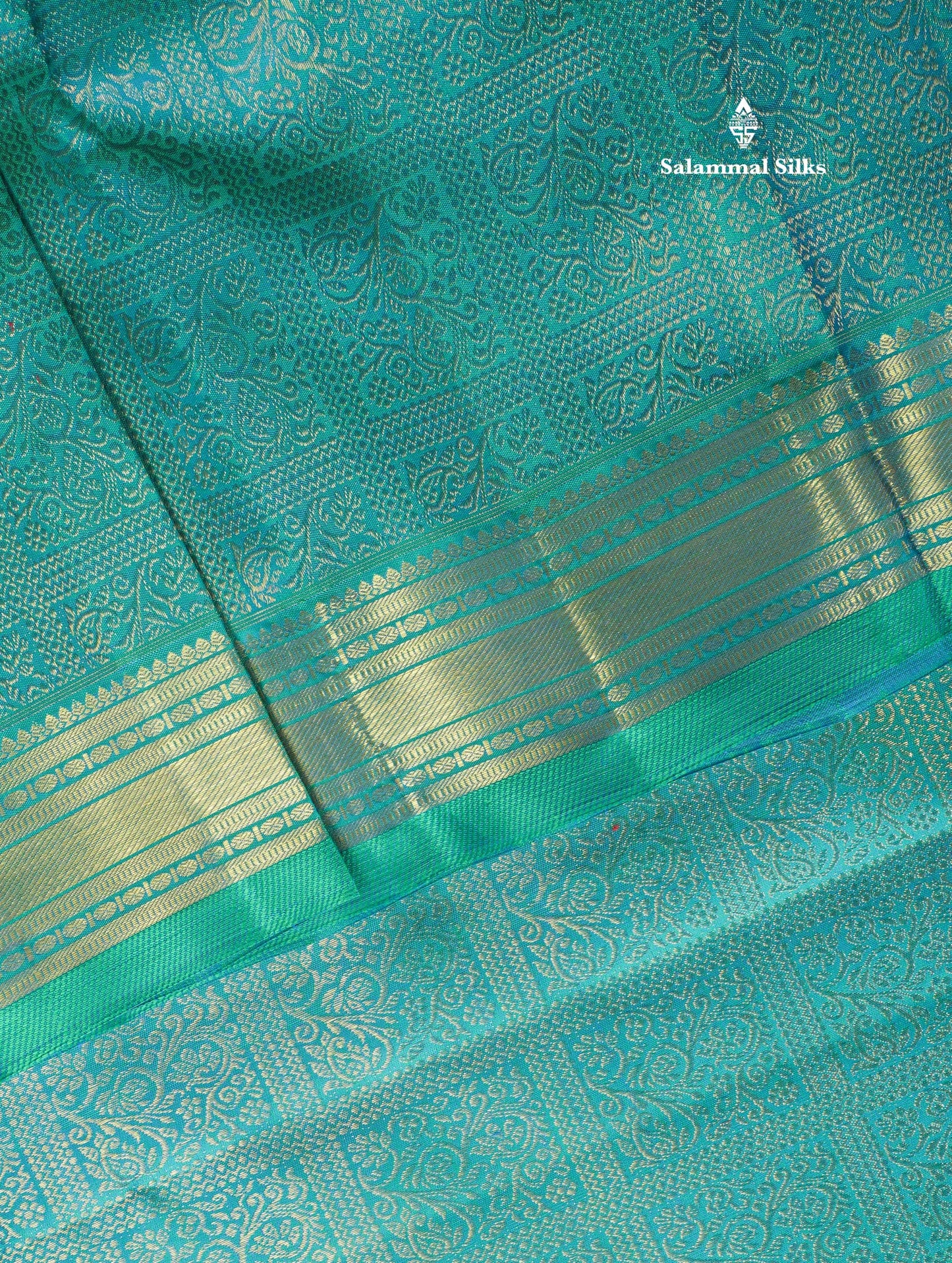 Peacock Green Pure Kanjivaram Silk Saree (2G) Zari With Traditional Self Border
