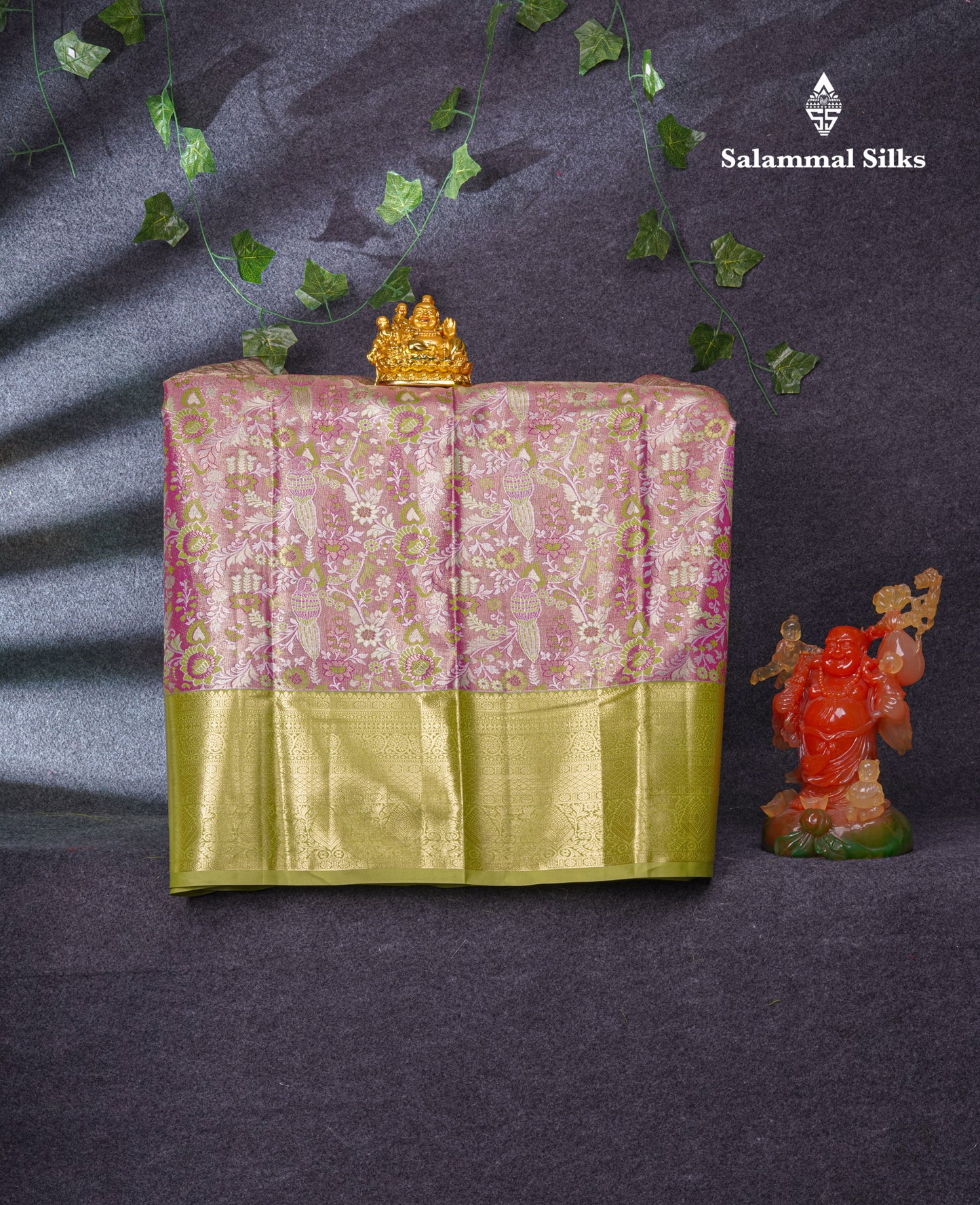 Semi Silk Pattu Pavadai Tissue (Light Lavender) With Bottle Green Blouse 36"