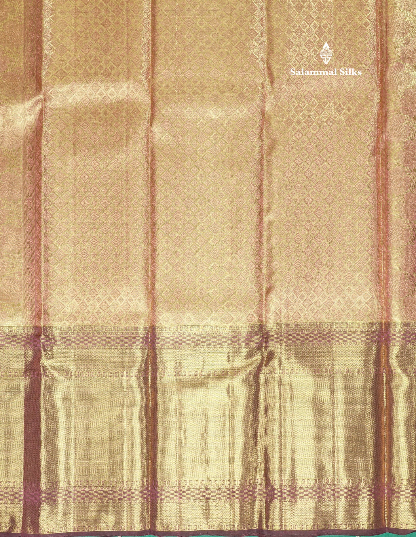 Onion Pink Tissue Pure Kanjivaram Silk Saree (2G) Zari With Contrast Long Brown Border