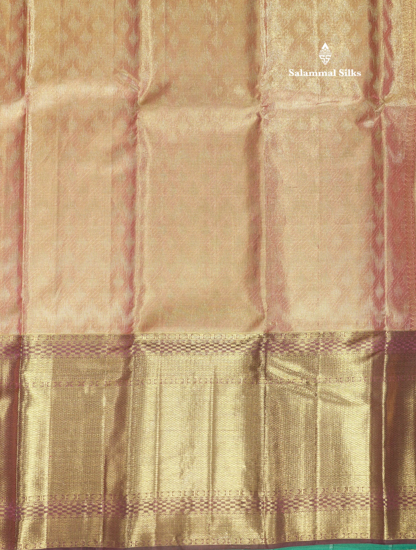 Onion Pink Tissue Pure Kanjivaram Silk Saree (2G) Zari With Contrast Long Brown Border