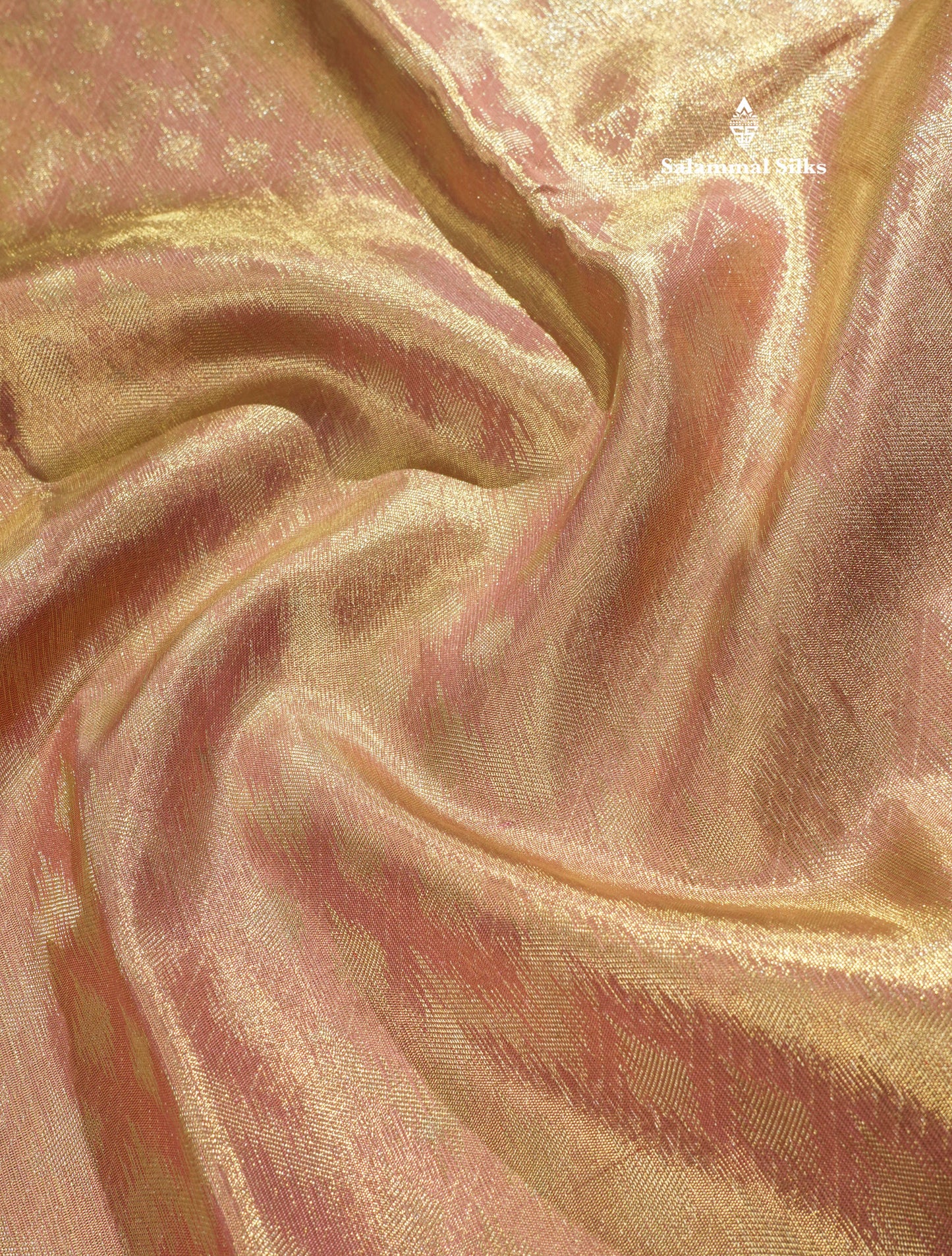 Onion Pink Tissue Pure Kanjivaram Silk Saree (2G) Zari With Contrast Long Brown Border