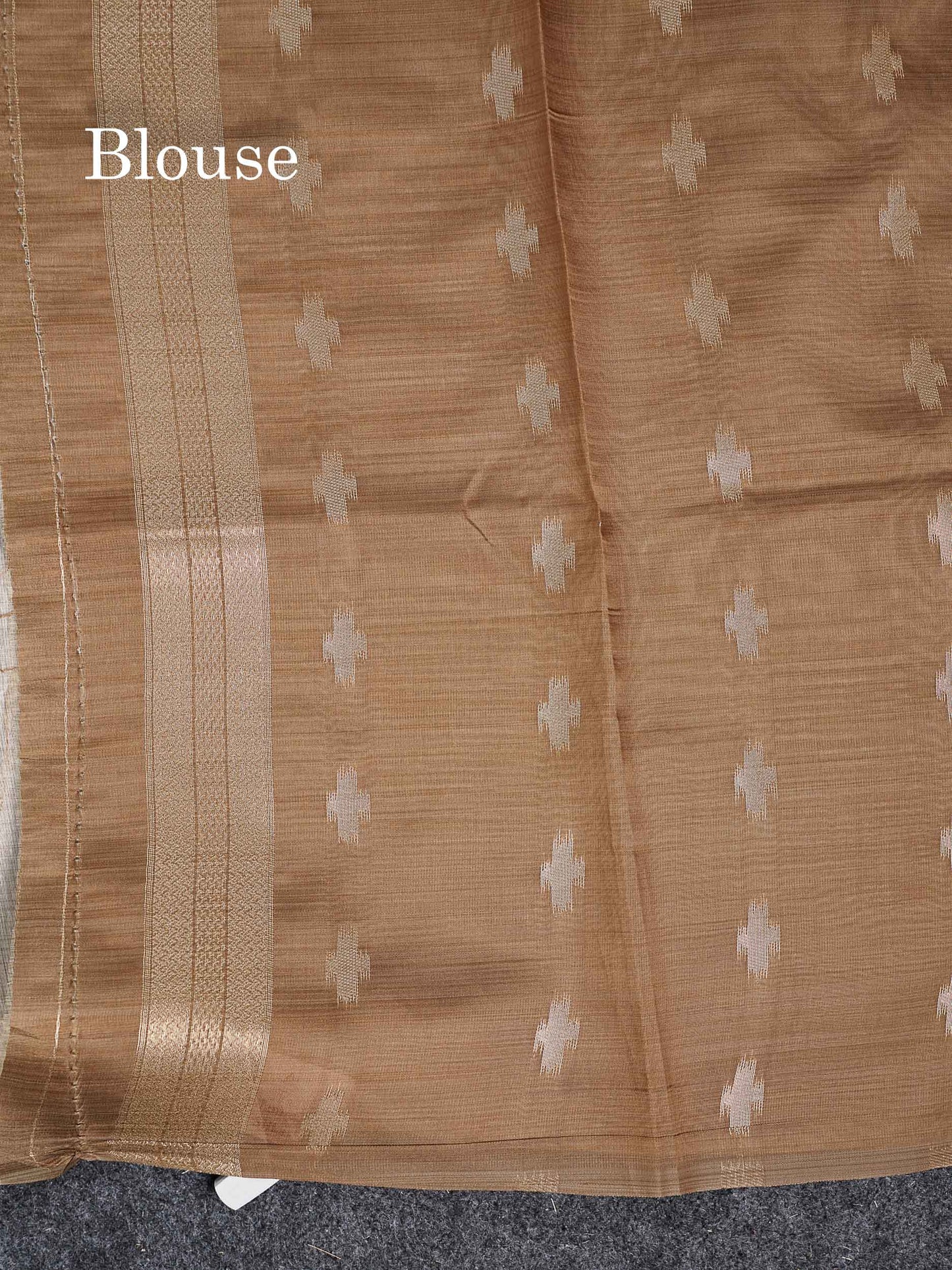 Cotton Mix Saree - Cream Sandal Along With Contrast Brown Fancy Border