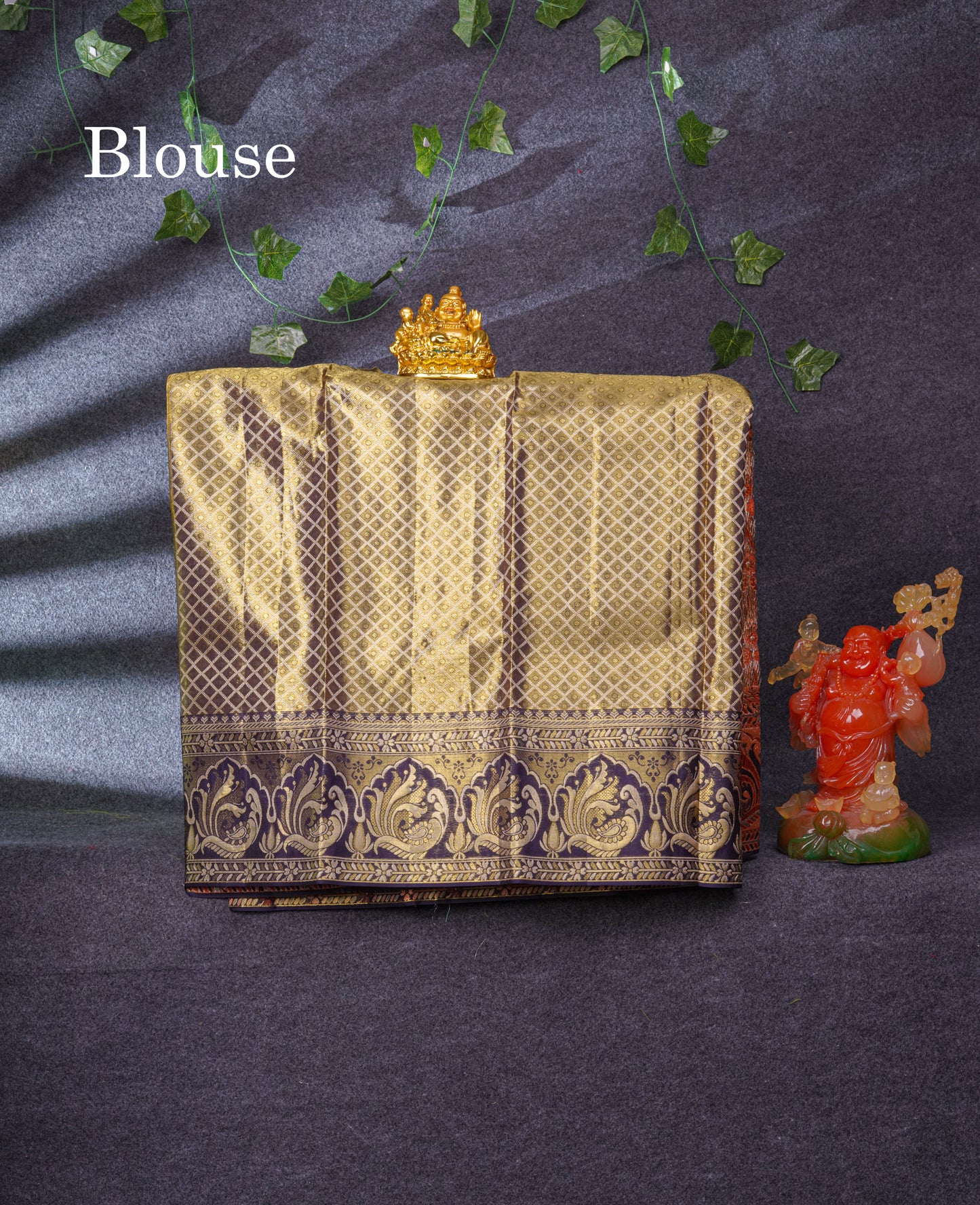 Pure Silk Pattu Pavadai (Baby Pink) With Navy Blue Blouse 36"