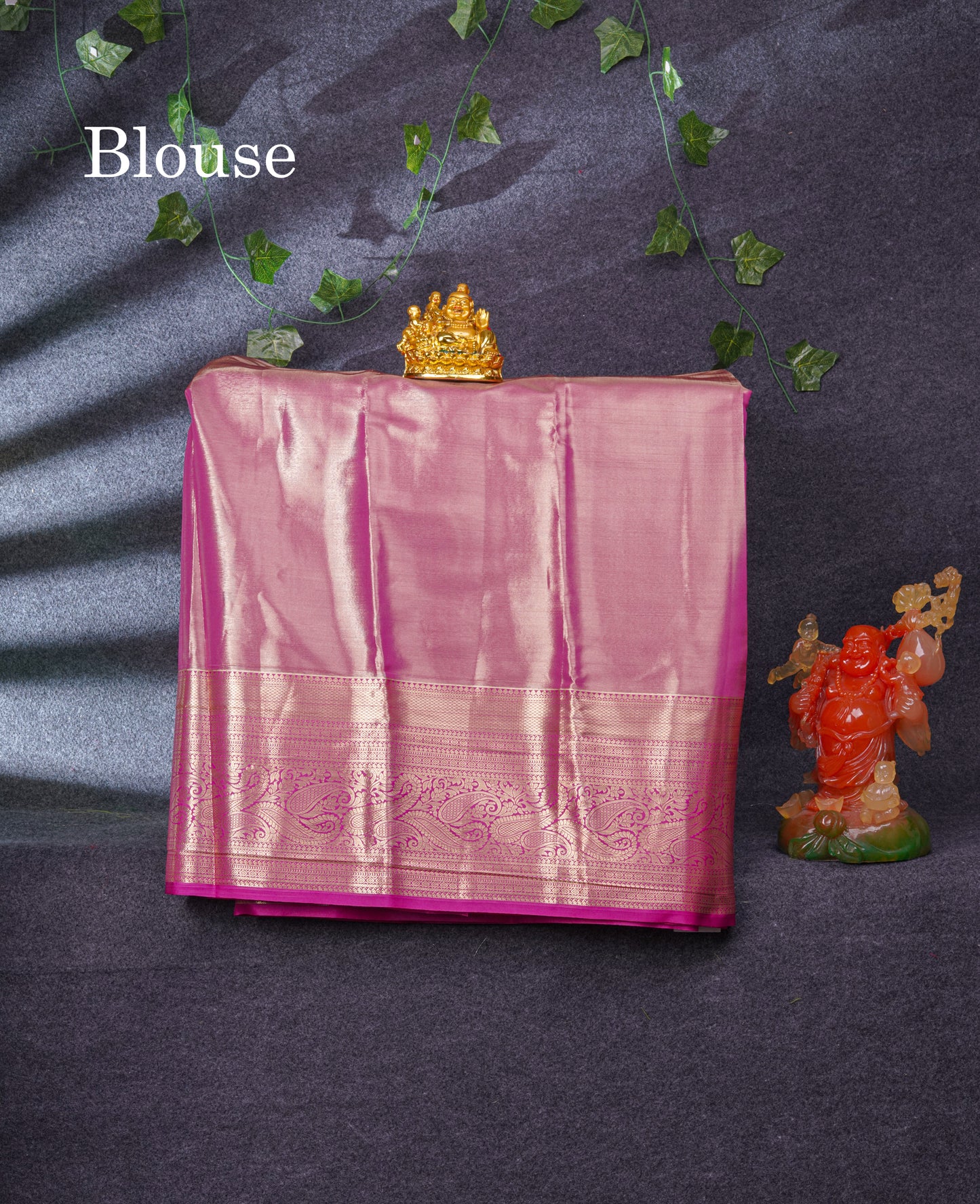 Semi Silk Pattu Pavadai Tissue (Lavender) With Magenta Pink Blouse 37"