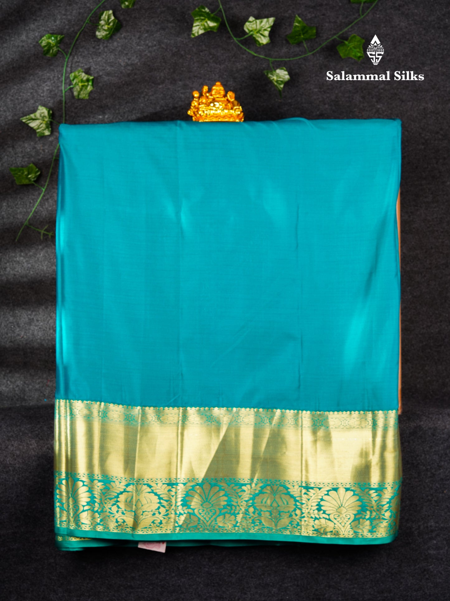 Semi Silk Pattu Pavadai ( Yellow ) With Peacock Green Blouse 44"