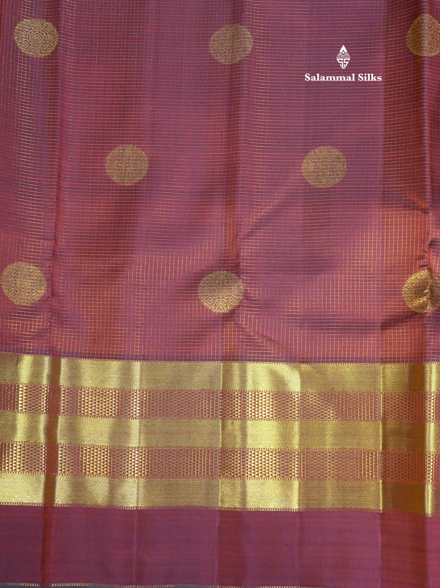 Pure Zari Beautiful Dark Maroon Tiny Zari Checks Pure Kanjivaram Silk Saree With Self Border