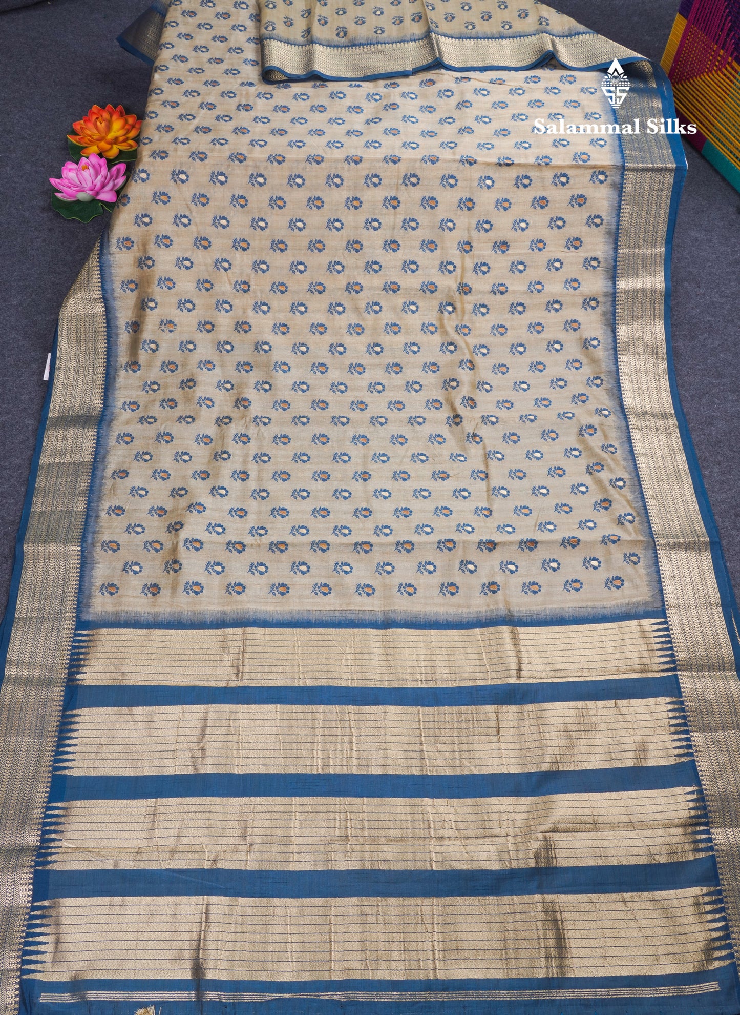 Light Chocolate Colour Semi Tussar Saree With Contrast Yellow Border