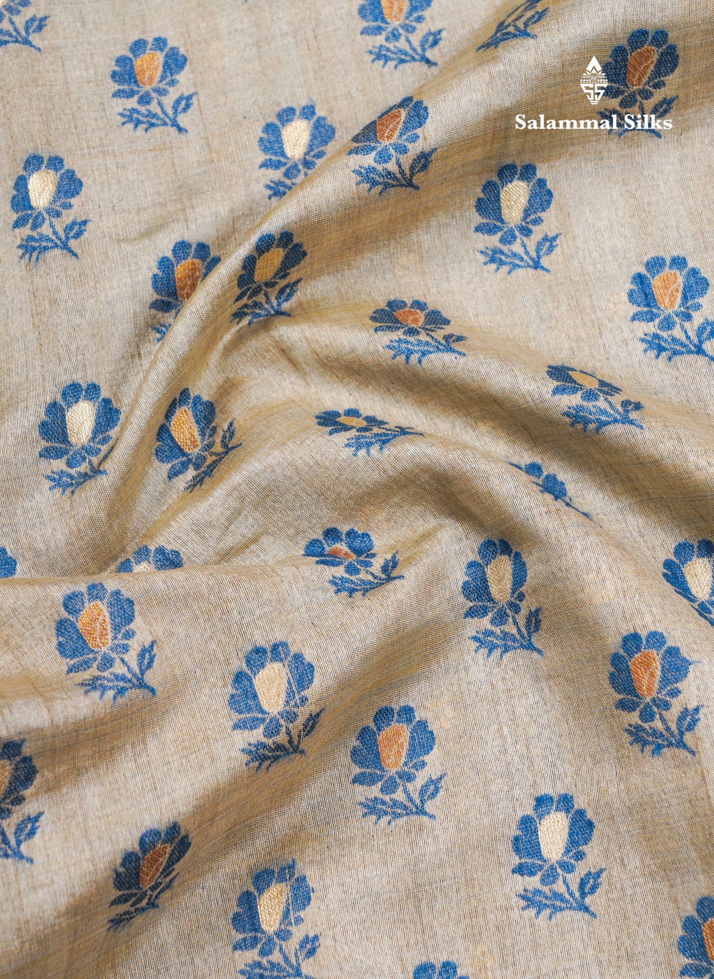 Light Chocolate Colour Semi Tussar Saree With Contrast Yellow Border
