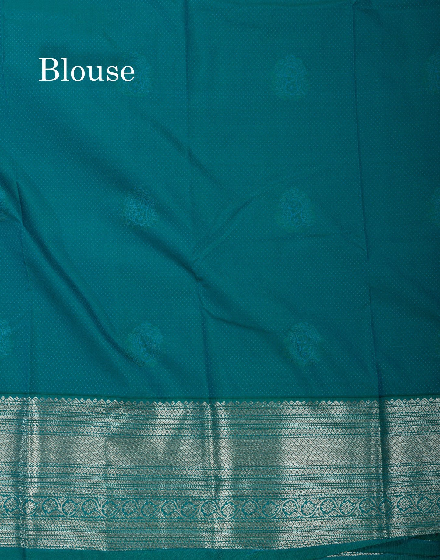 Orange Semi Silk Saree With Contrast Sapphire Green Traditional Border