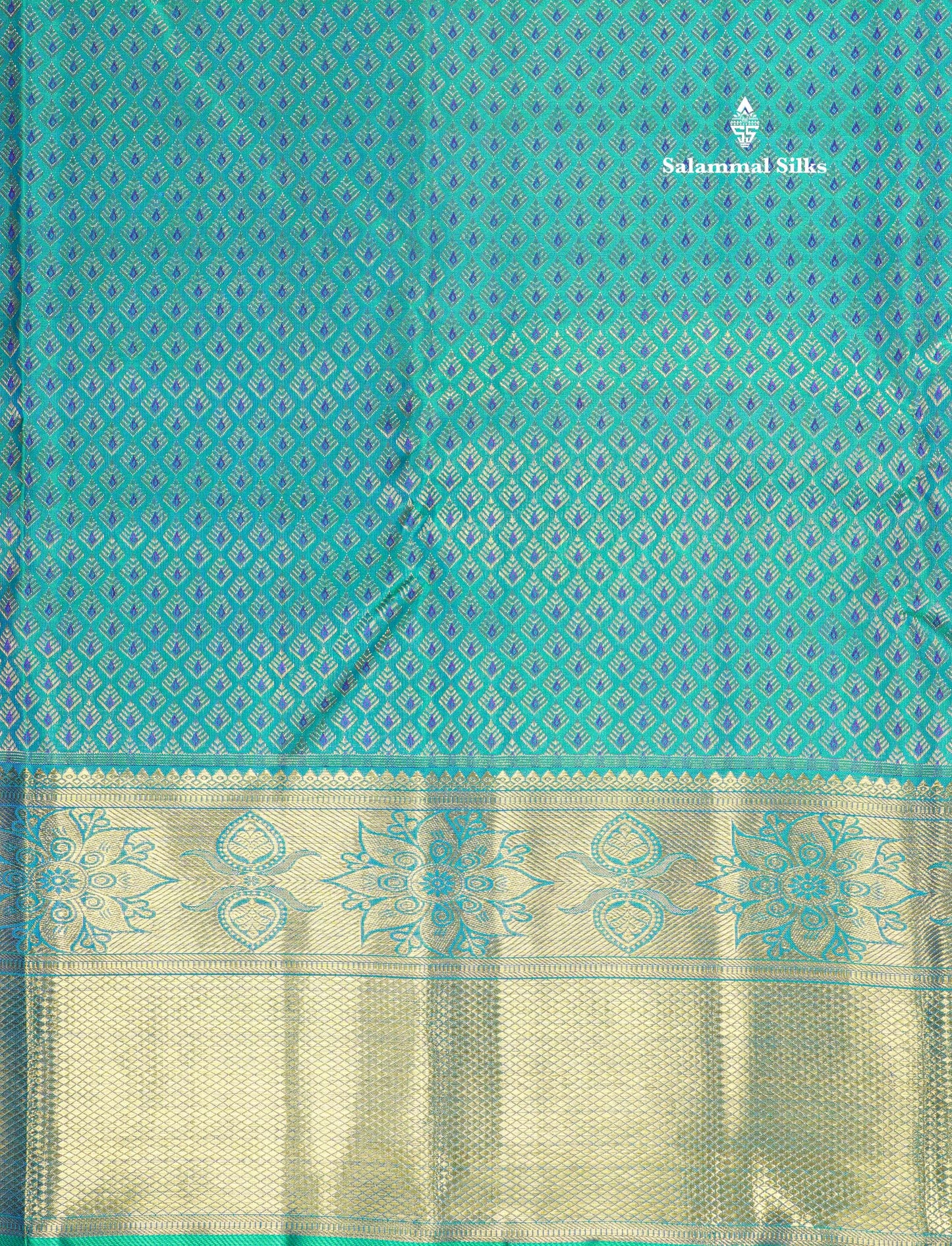 Beautiful Peacock Green Menakari Work Pure Kanjivaram Silk Saree (2G) Zari With Gold Zari Border