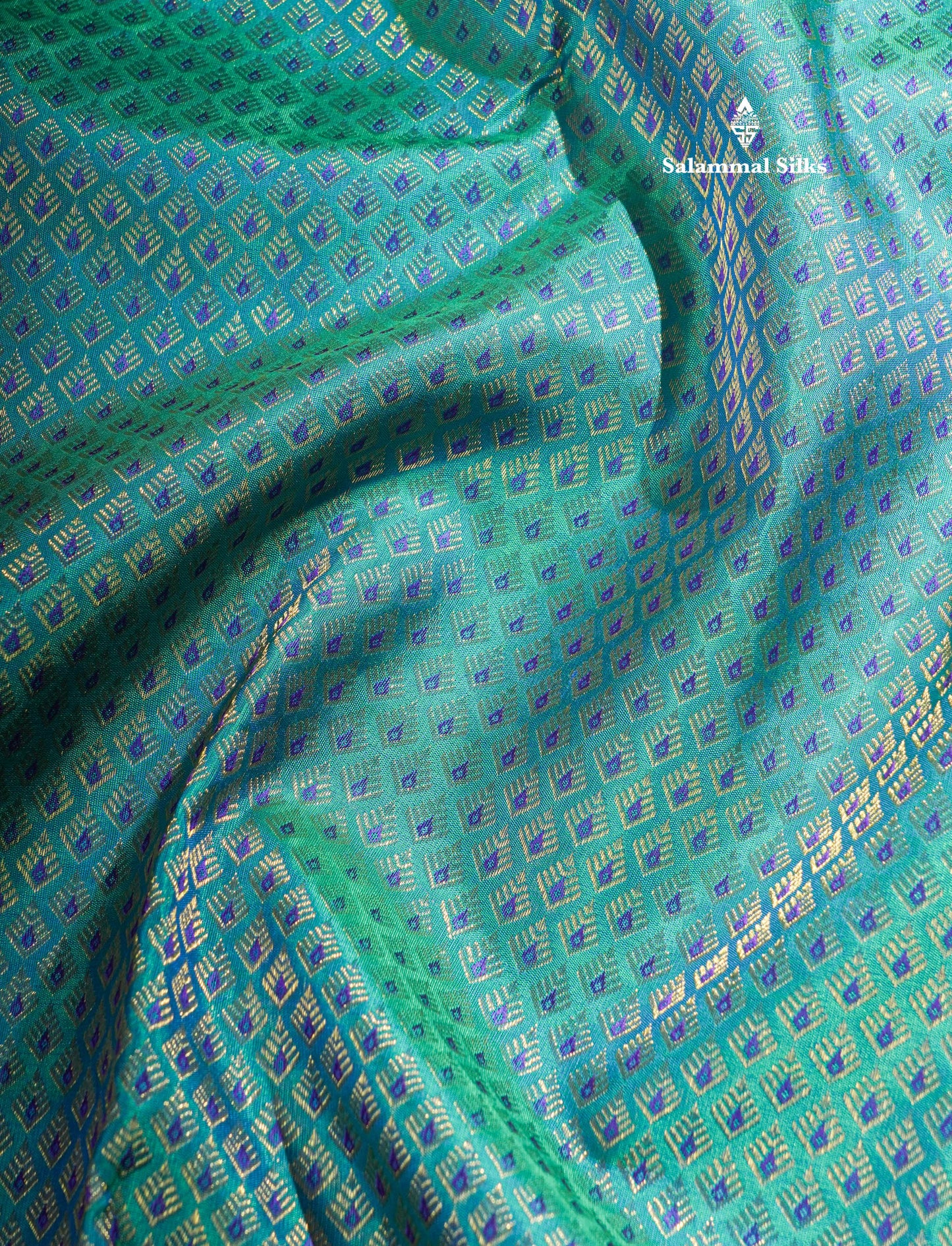 Beautiful Peacock Green Menakari Work Pure Kanjivaram Silk Saree (2G) Zari With Gold Zari Border