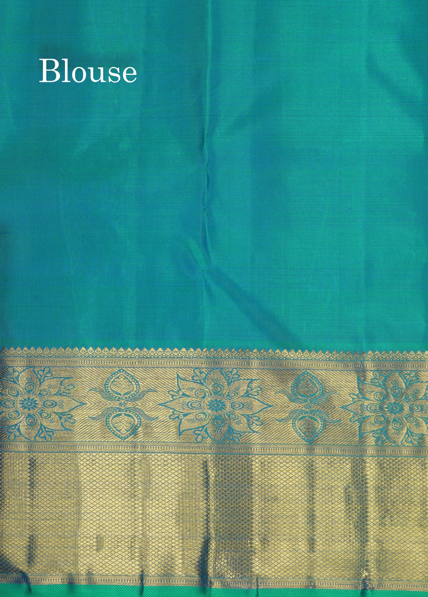 Beautiful Peacock Green Menakari Work Pure Kanjivaram Silk Saree (2G) Zari With Gold Zari Border