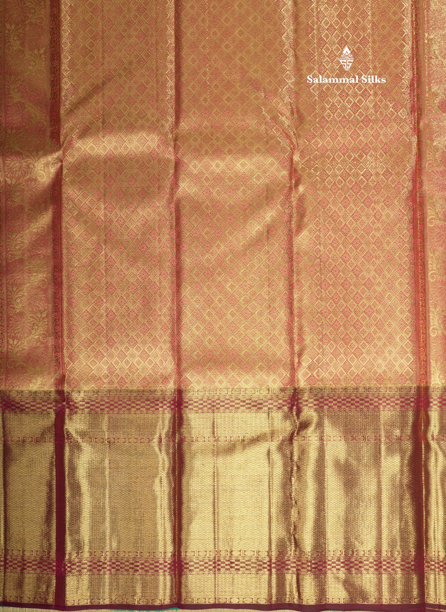 Pink Tissue Pure Kanjivaram Silk Saree (2G) Zari With Contrast Long Magenta Border