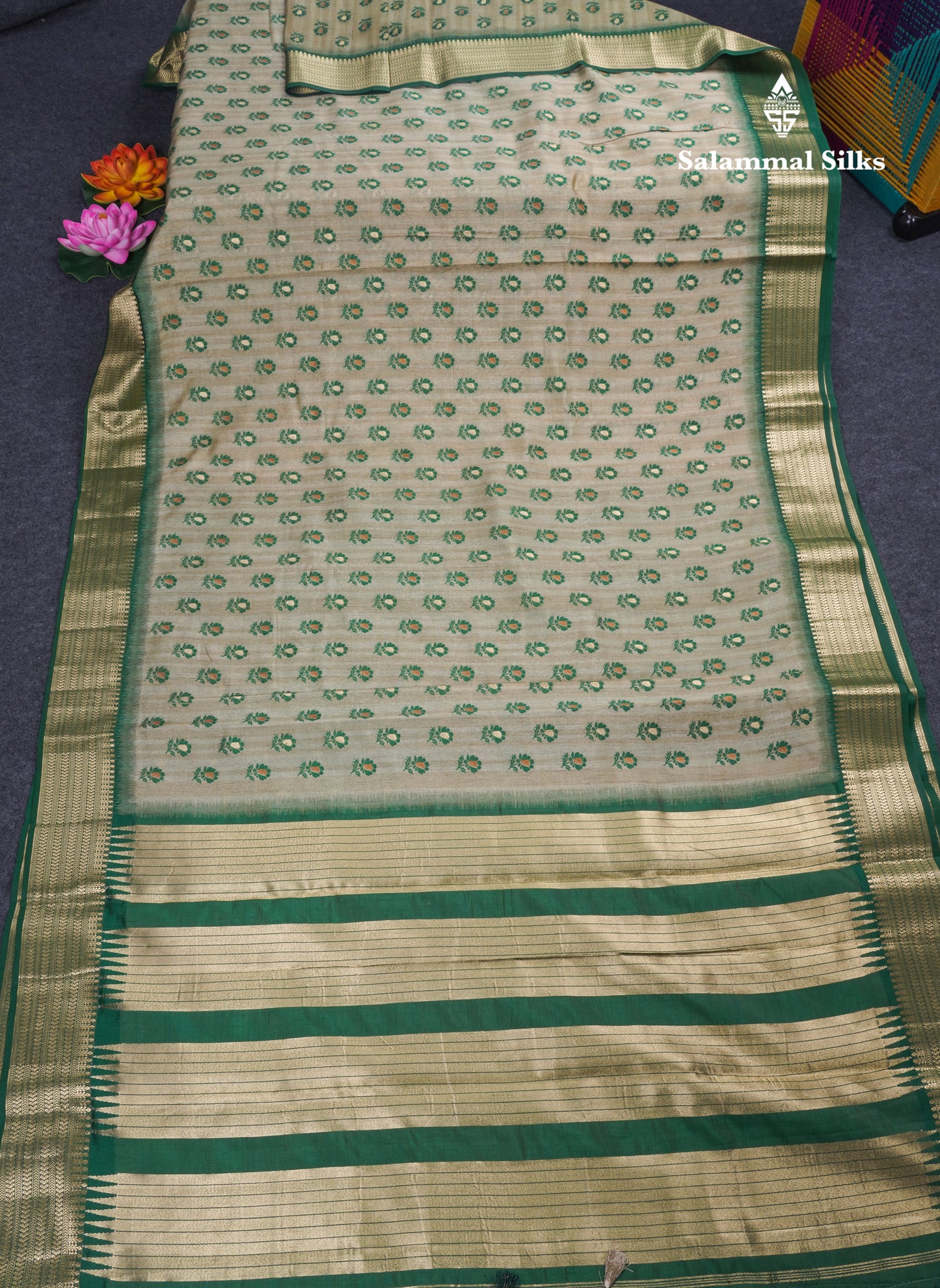 Light Chocolate Colour Semi Tussar Saree With Contrast Yellow Border