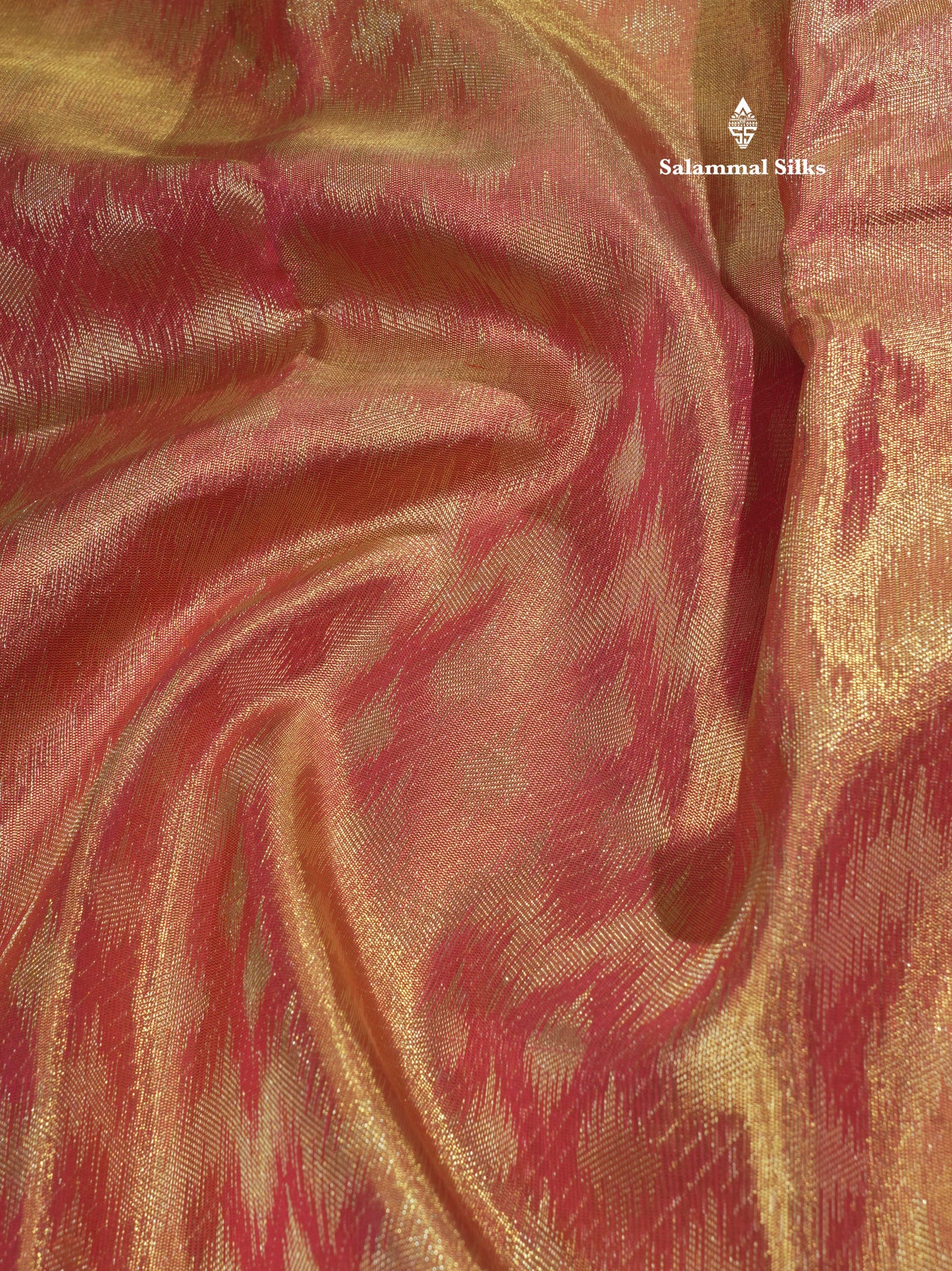 Pink Tissue Pure Kanjivaram Silk Saree (2G) Zari With Contrast Long Magenta Border