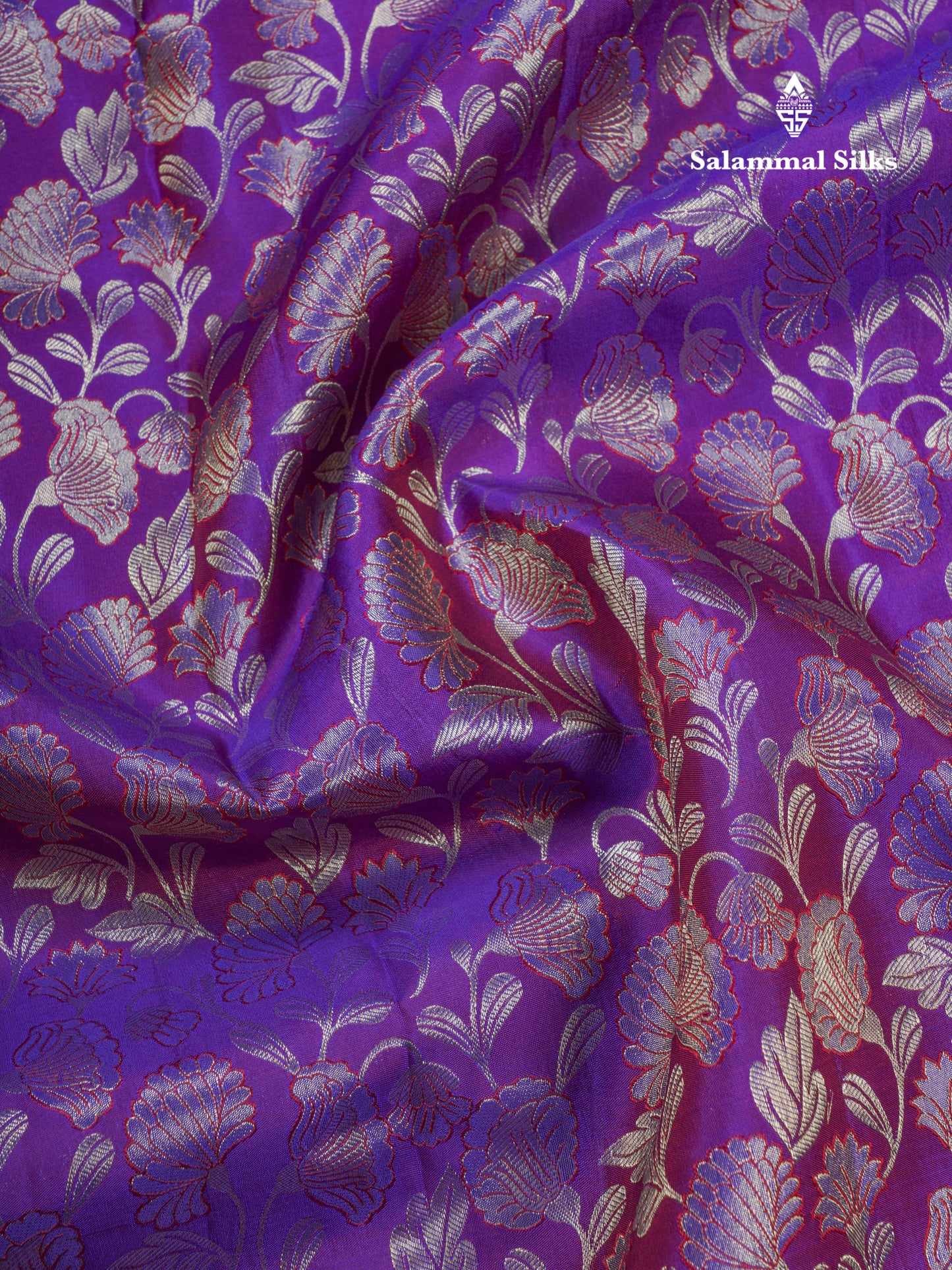 Violet Meenakari Work Bridal Pure Kanjivaram Silk Saree With Magenta Pink Border