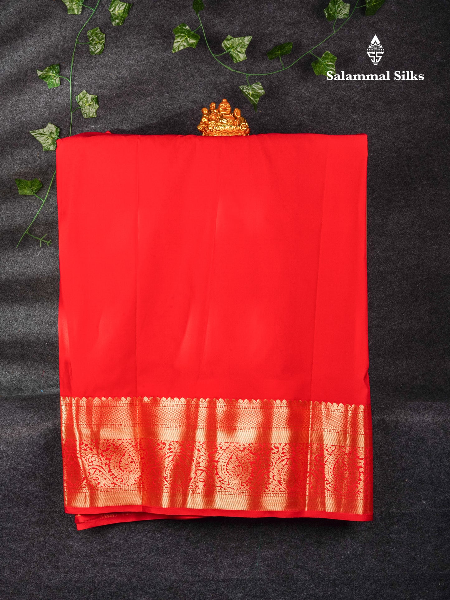 Semi Silk Pattu Pavadai (Bottle Green) With Red Blouse 44"