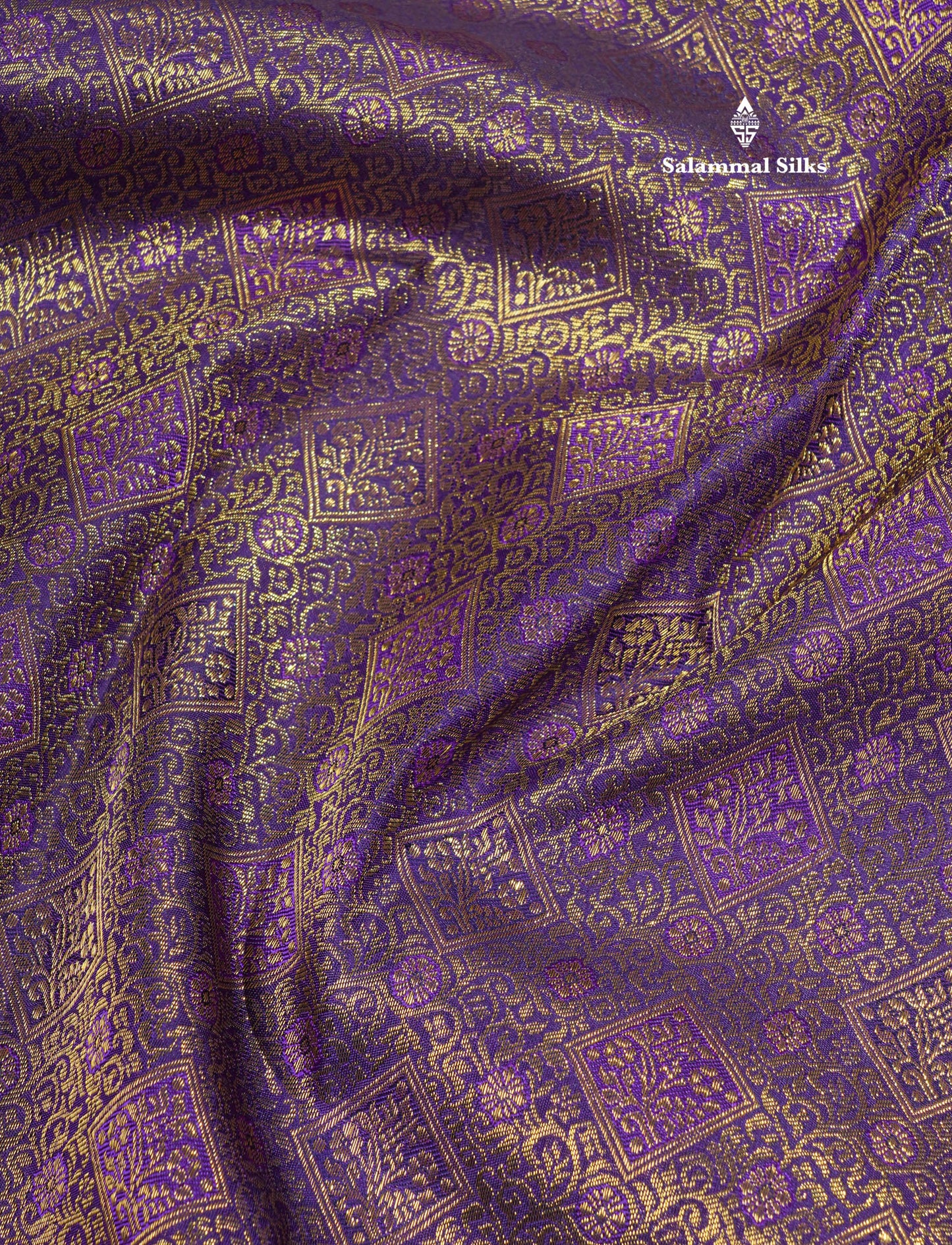 Korvai Violet Pure Kanjivaram Silk Saree (2G) Zari With Contrast Red Border