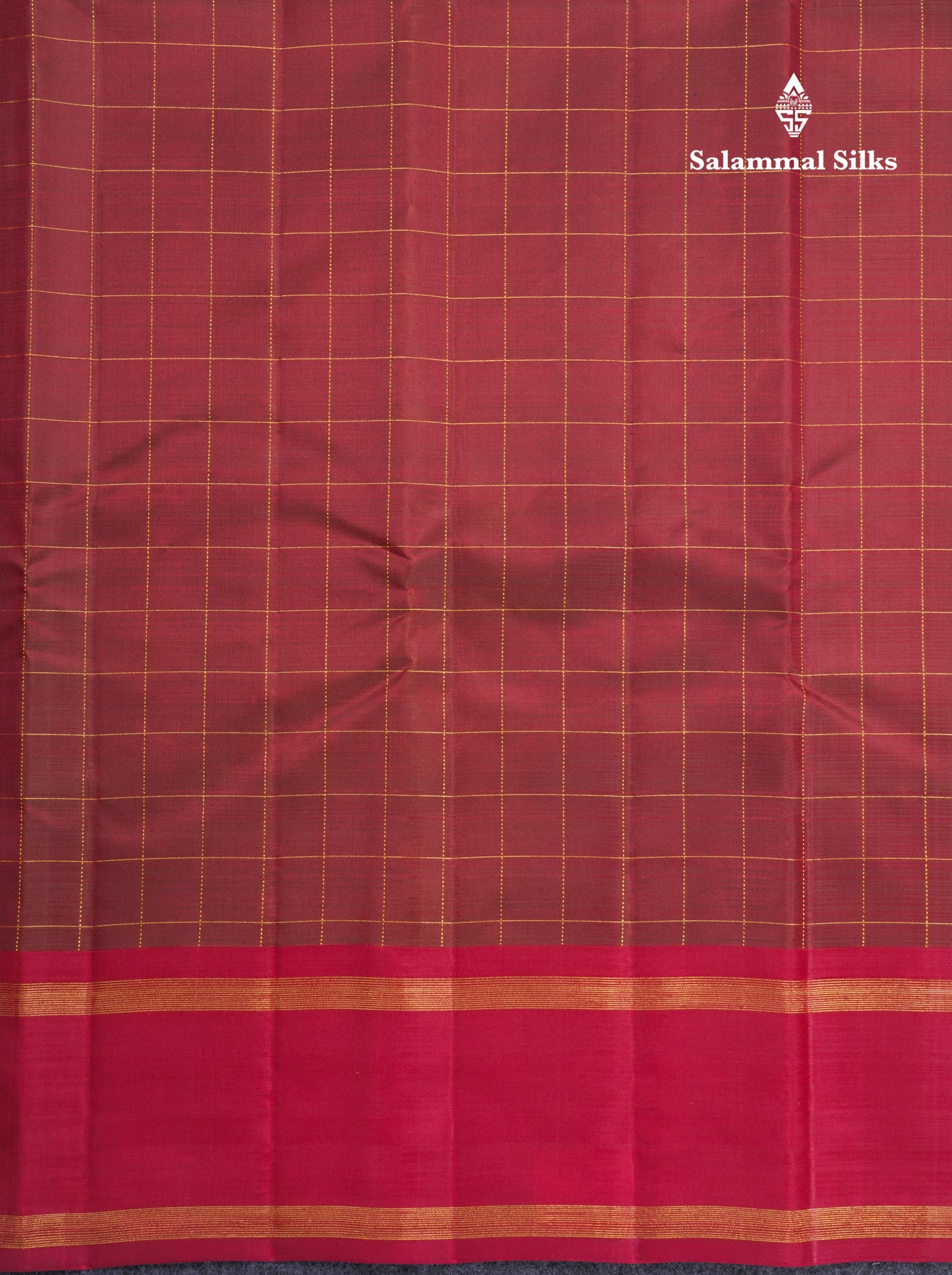 Dual Tone Maroon Checks Pure Kanjivaram Silk Saree With Contrast Pink Gap Border
