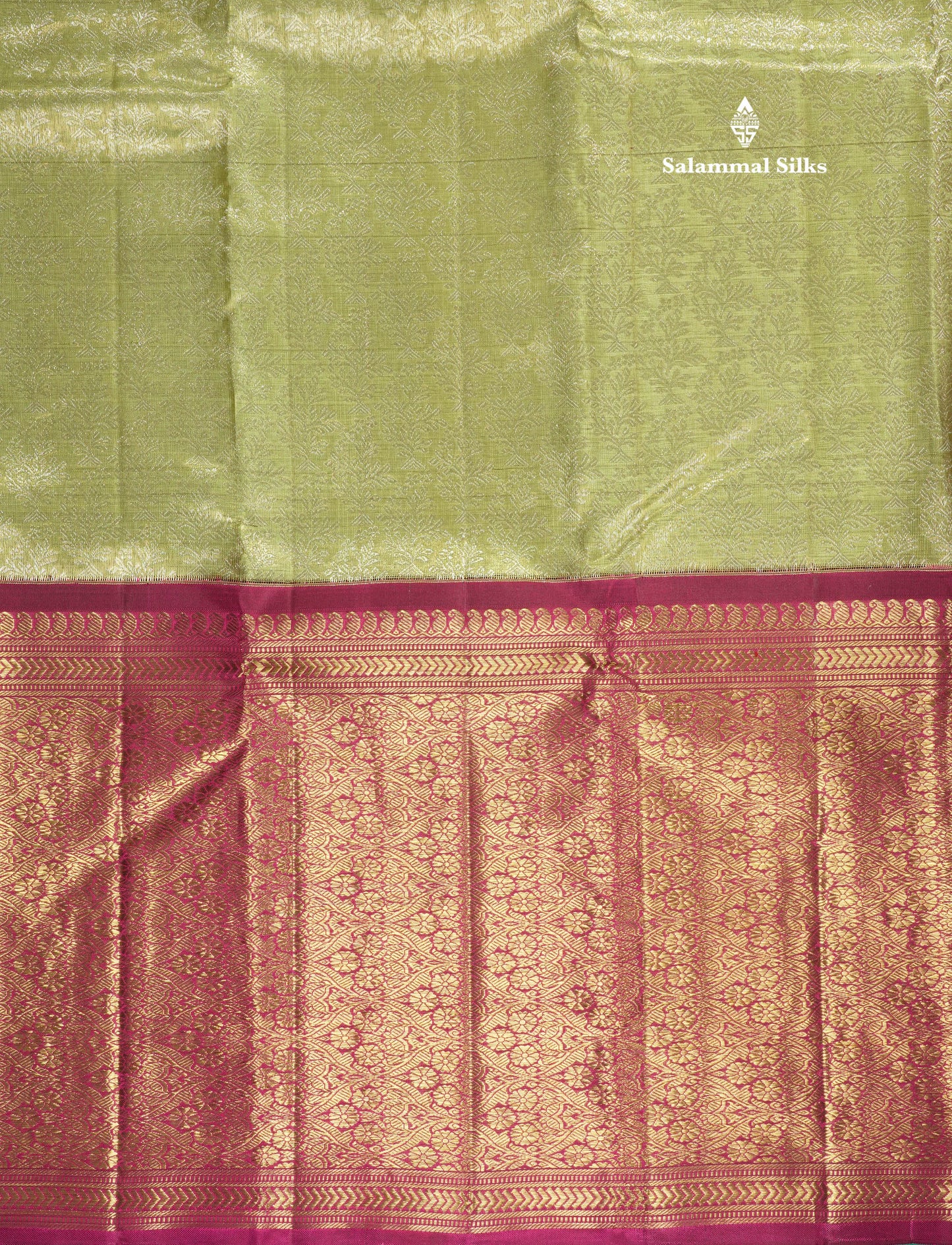 Light Elaichi Green Pure Kanjivaram Silk Saree (2G) Zari With Contrast Long Magenta Border