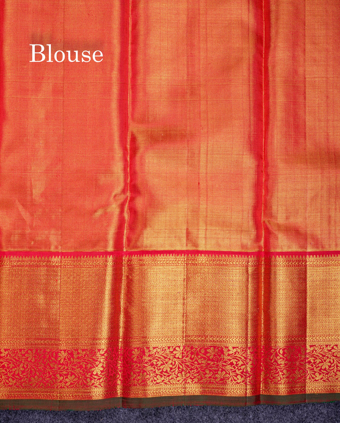 Beautiful Gold Plain Tissue Bridal Pure Kanjivaram Silk Saree With Contrast Chilly Red Traditional Evening Morning Border