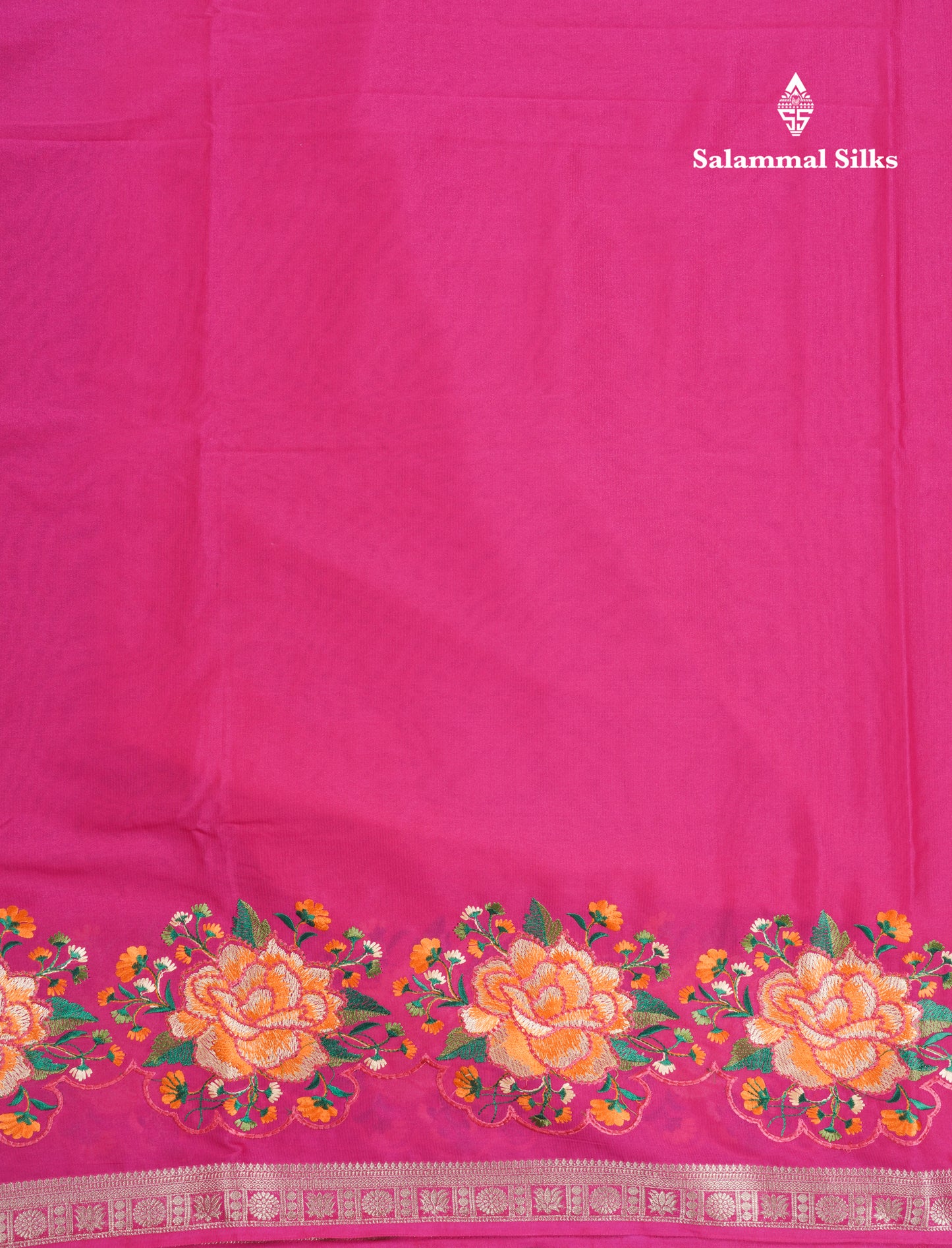 Bottle Green Plain Semi Mysore Crepe Saree With Embroidery Work Border